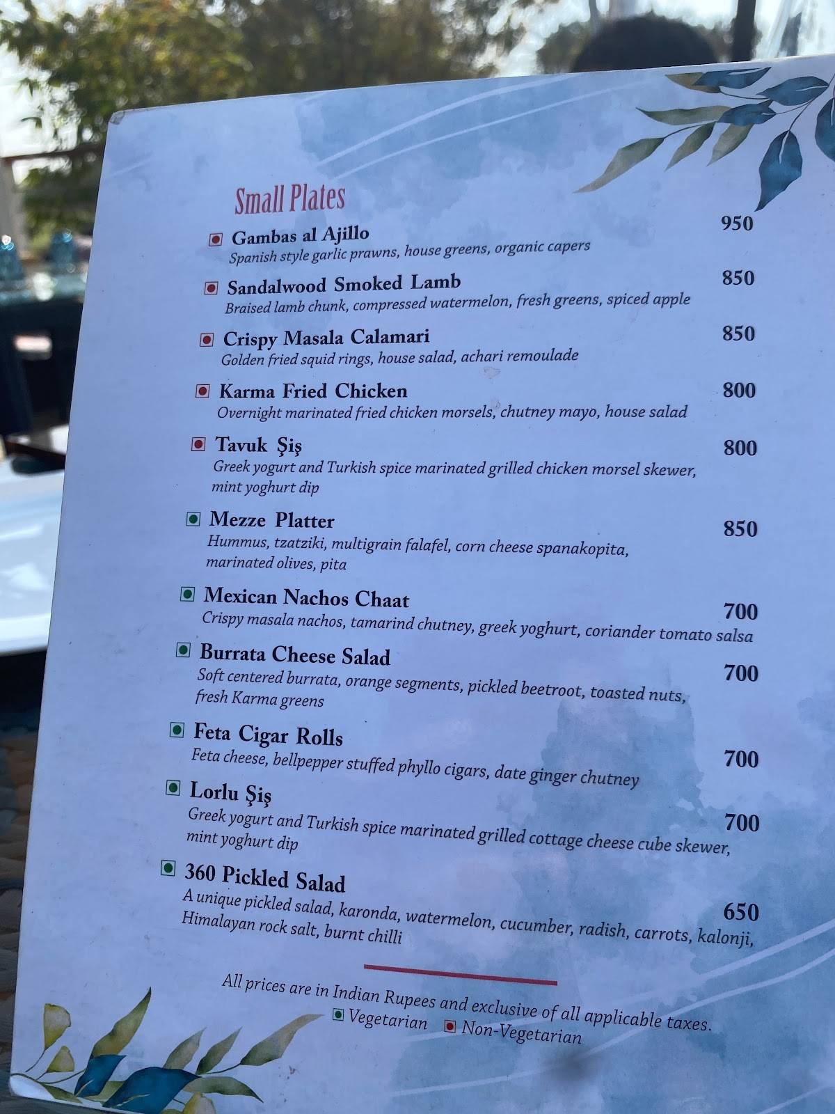 LAKE 360 menu