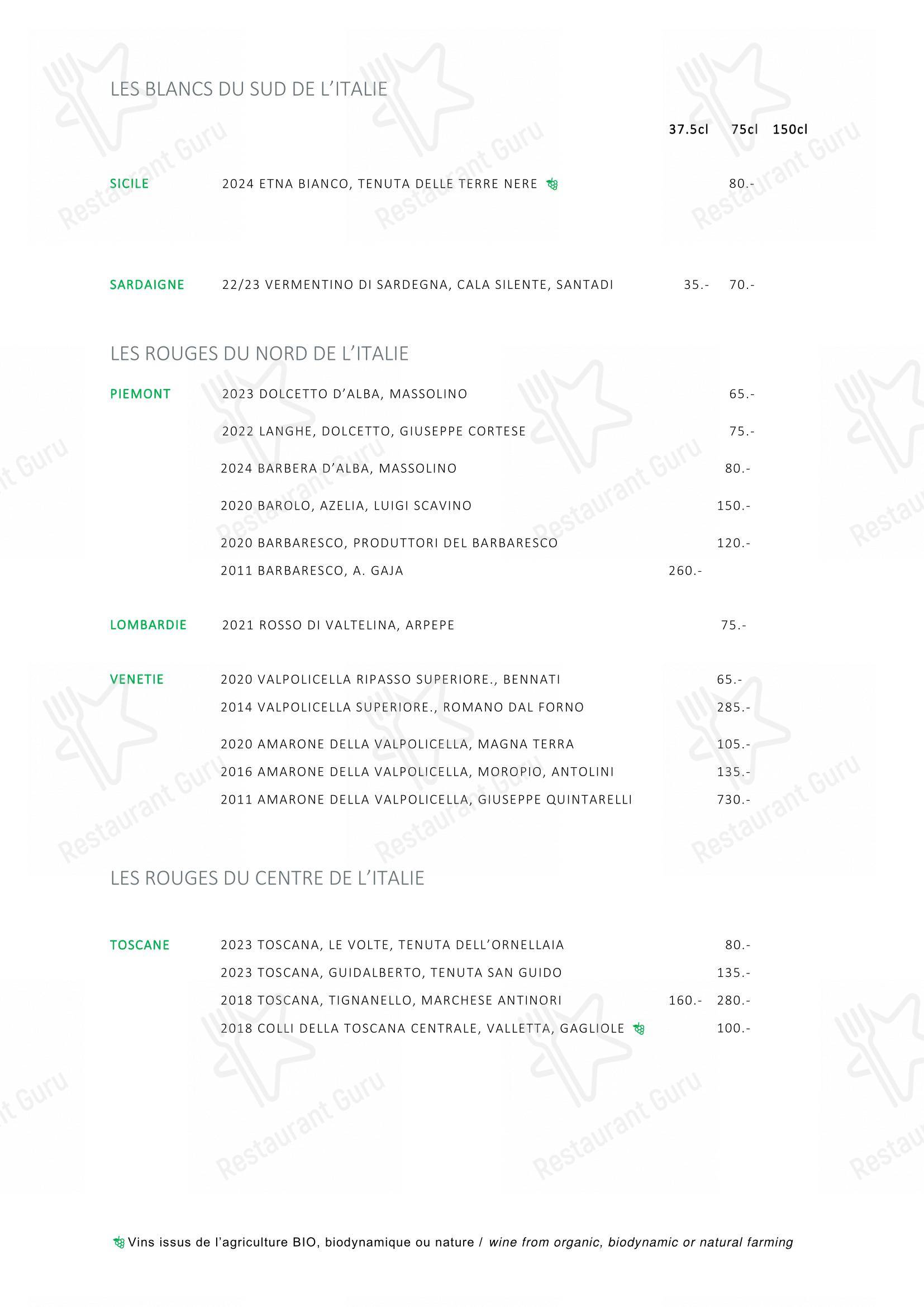 L'Accademia in Losanna - Основное меню