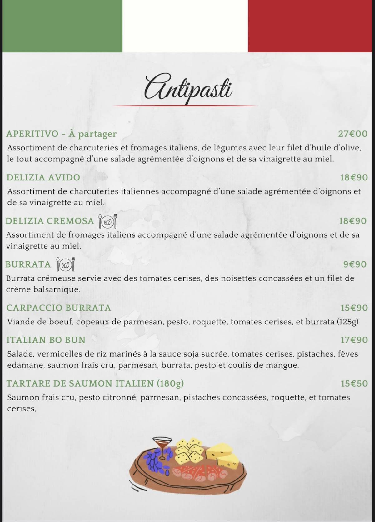 Menu de L'Amici