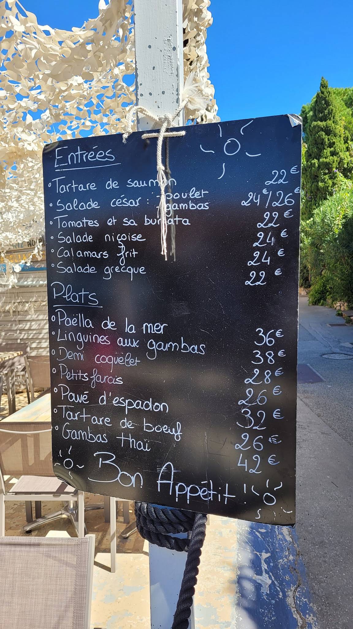 Menu de L'Escale