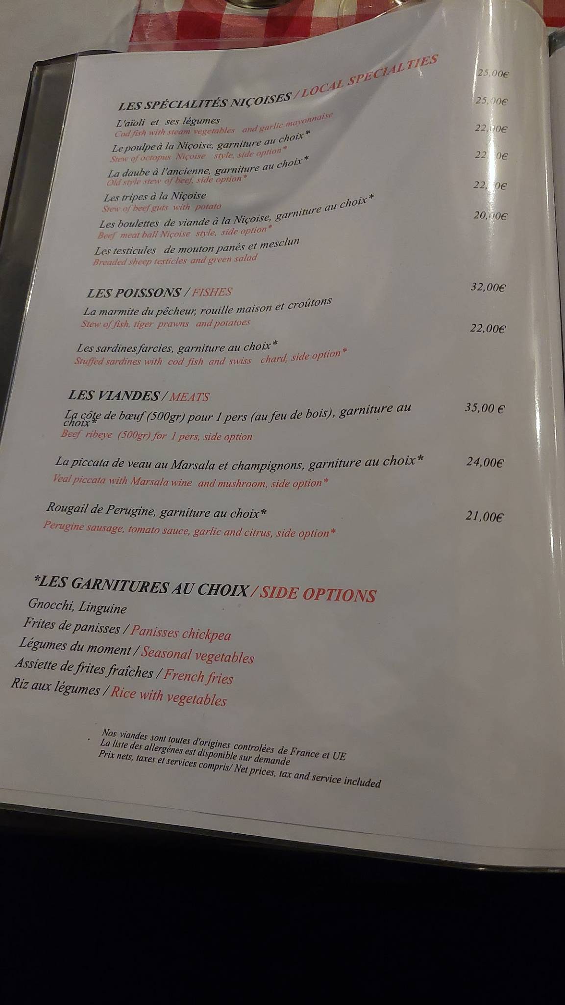 Menu de L'Escalinada