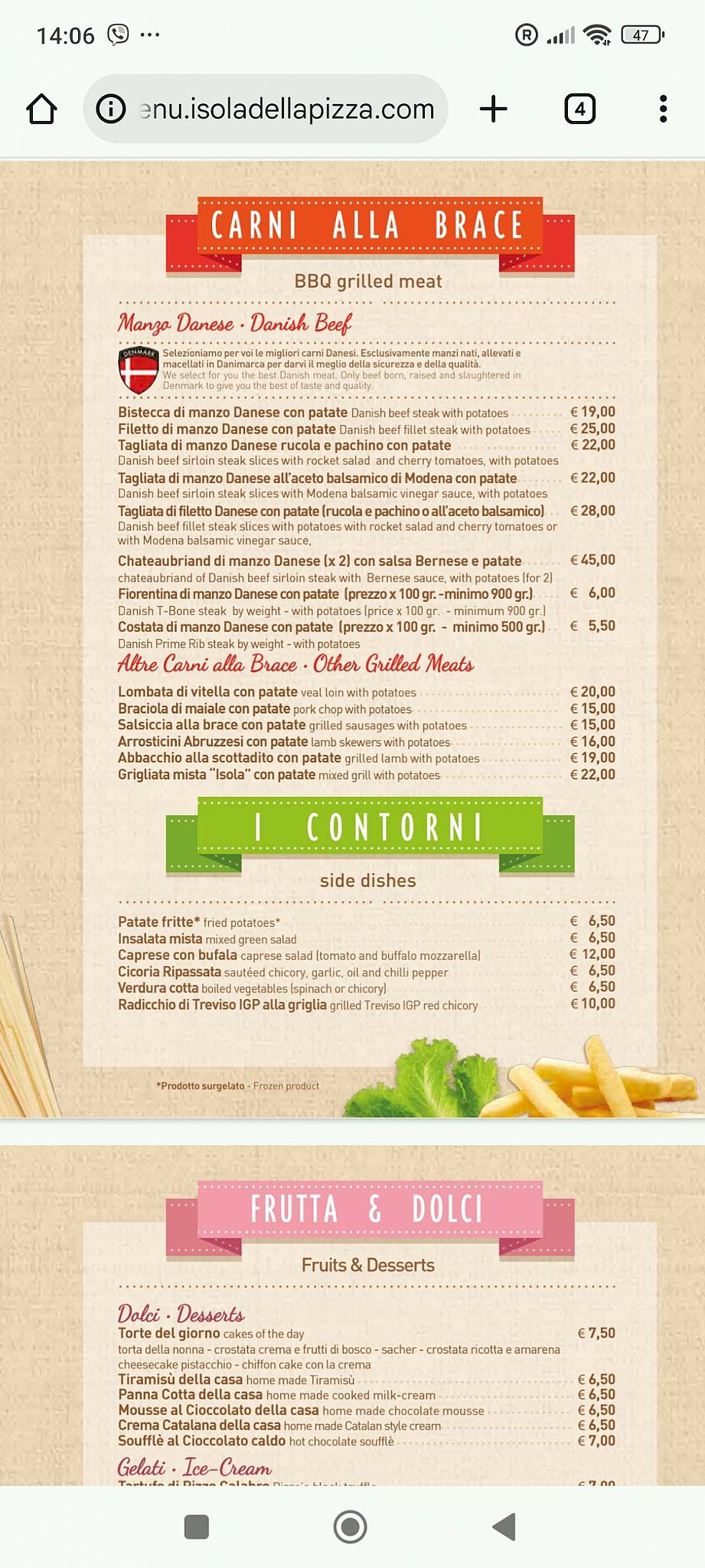 Menu di L'Isola della Pizza 