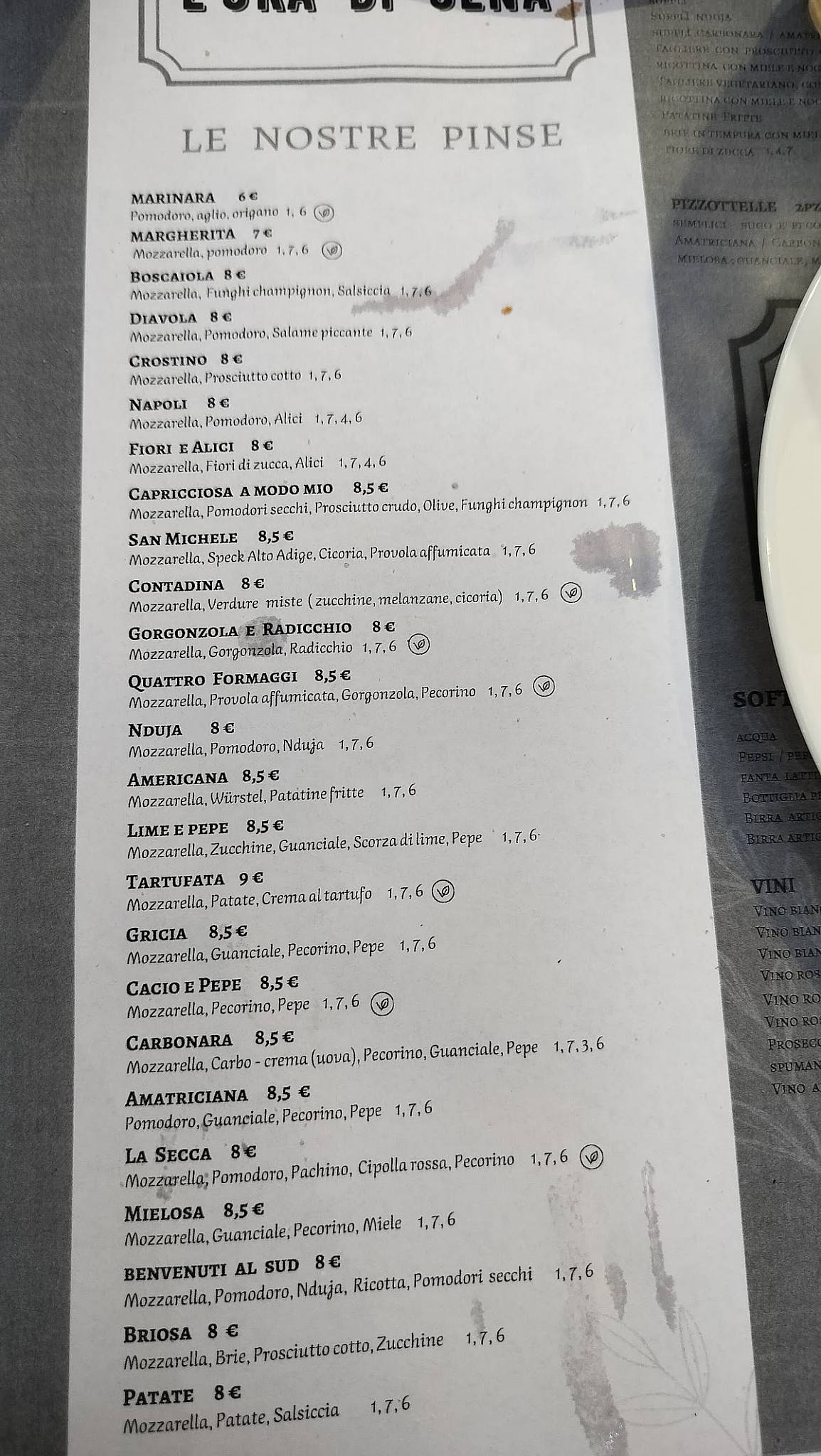 Menu di L'Ora di Cena 
