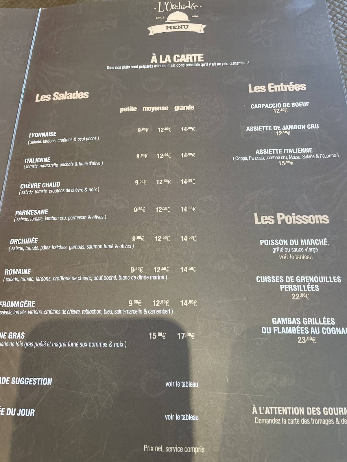 Menu de L'Orchidée