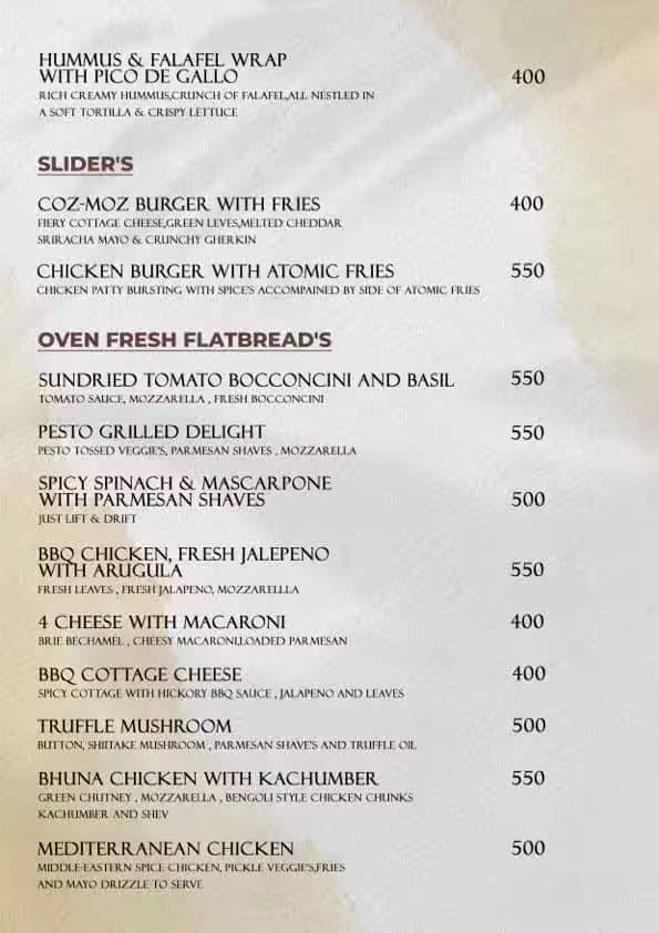 La Cena Night club in thane menu