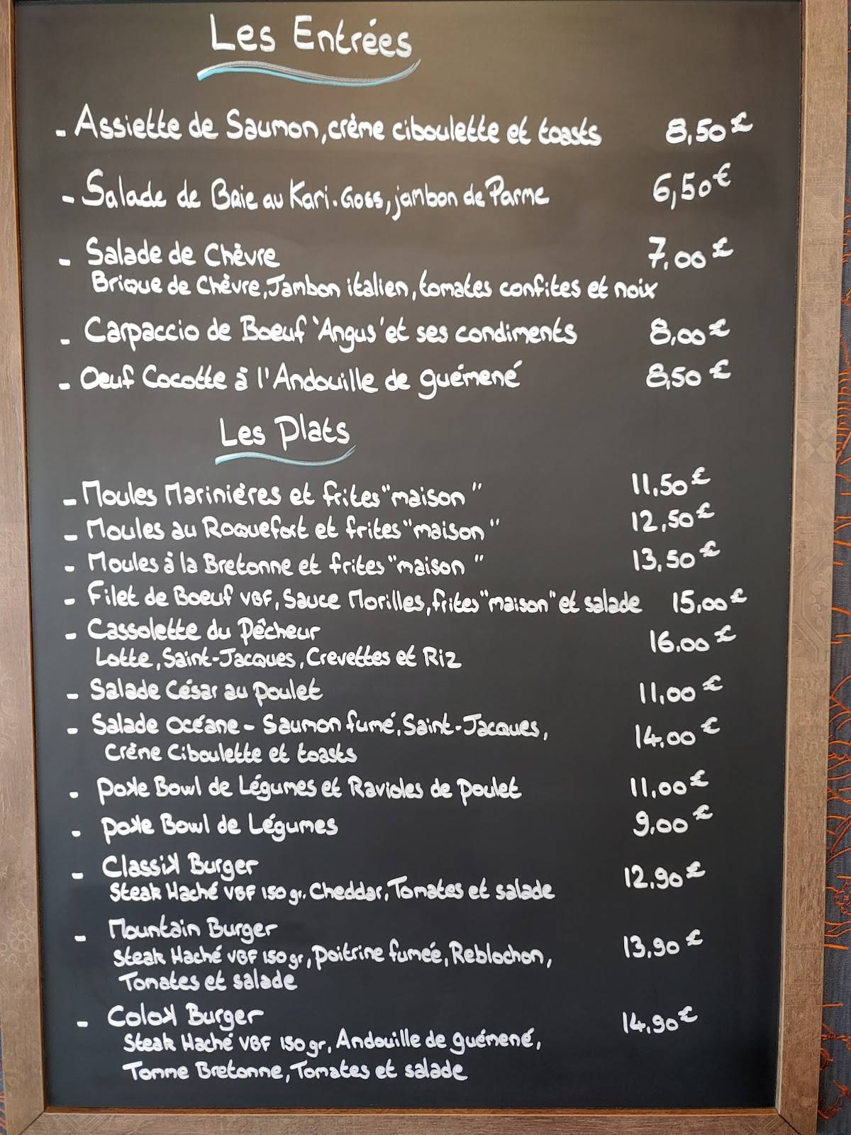 Menu at La Colok pub & bar, Pontivy