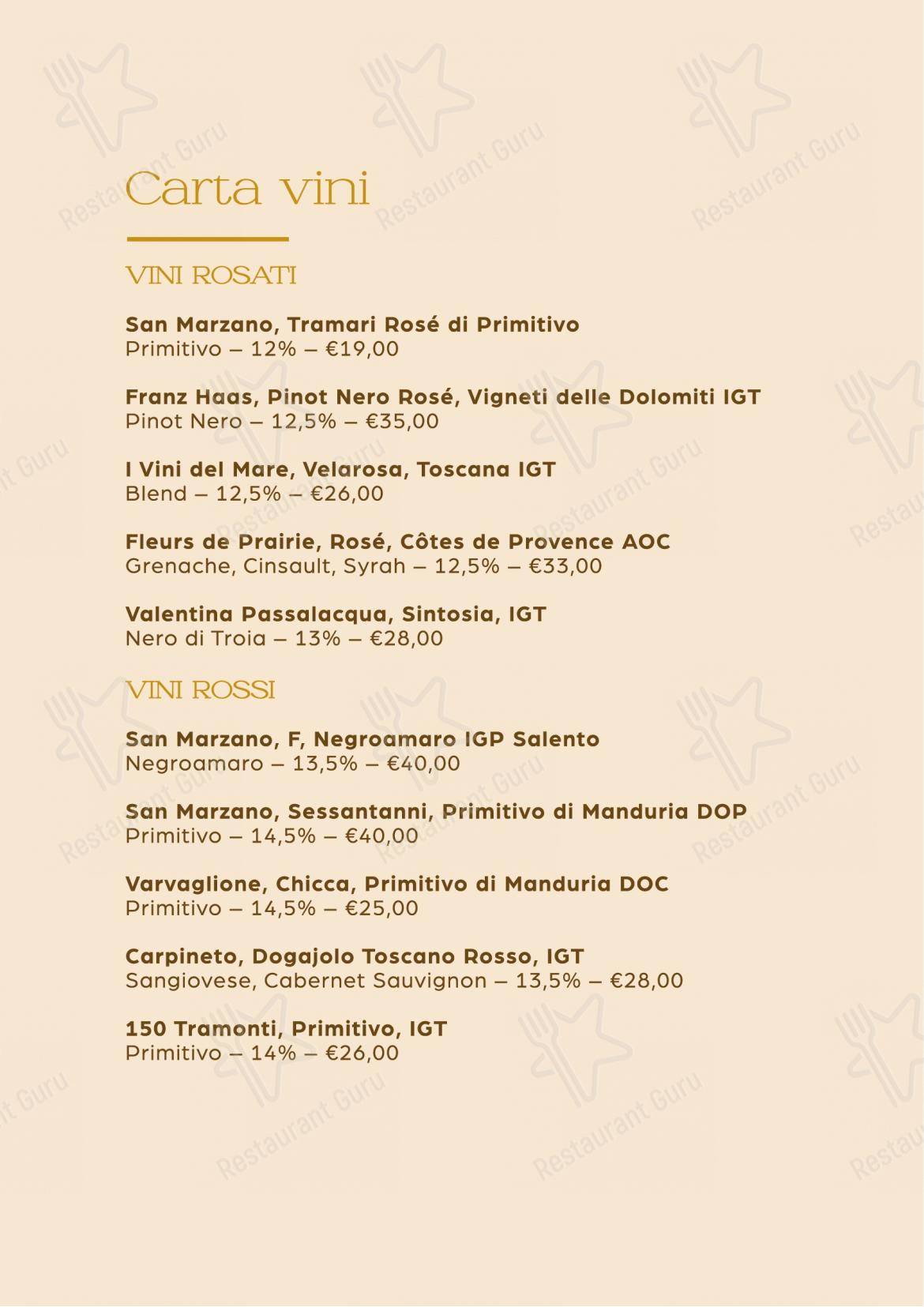 La Congrega in Modugno - Menu