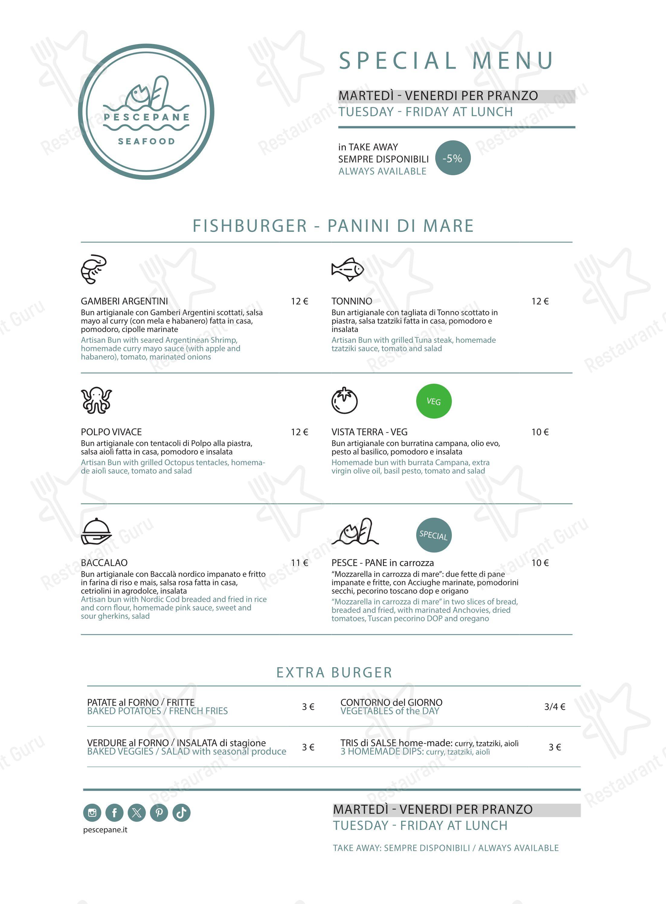 Крафт меню per Pescepane ristorante