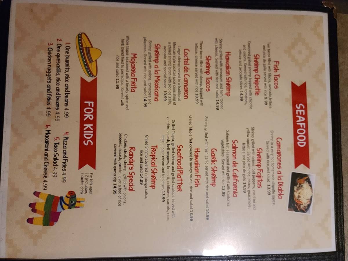 Menu at La Finca restaurant, Spencer, Ripley Rd