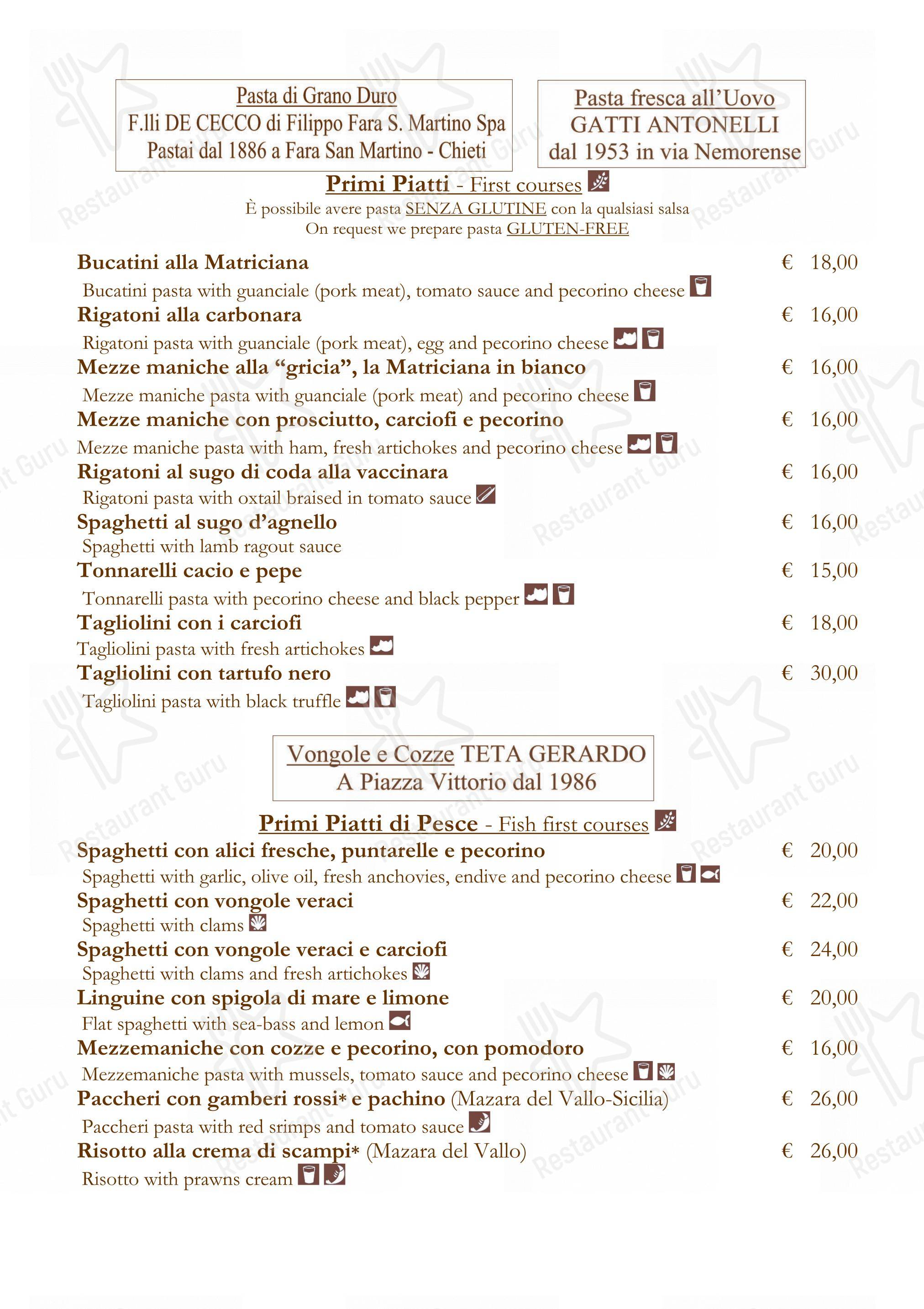 Menu per La Matriciana Dal 1870 ristorante