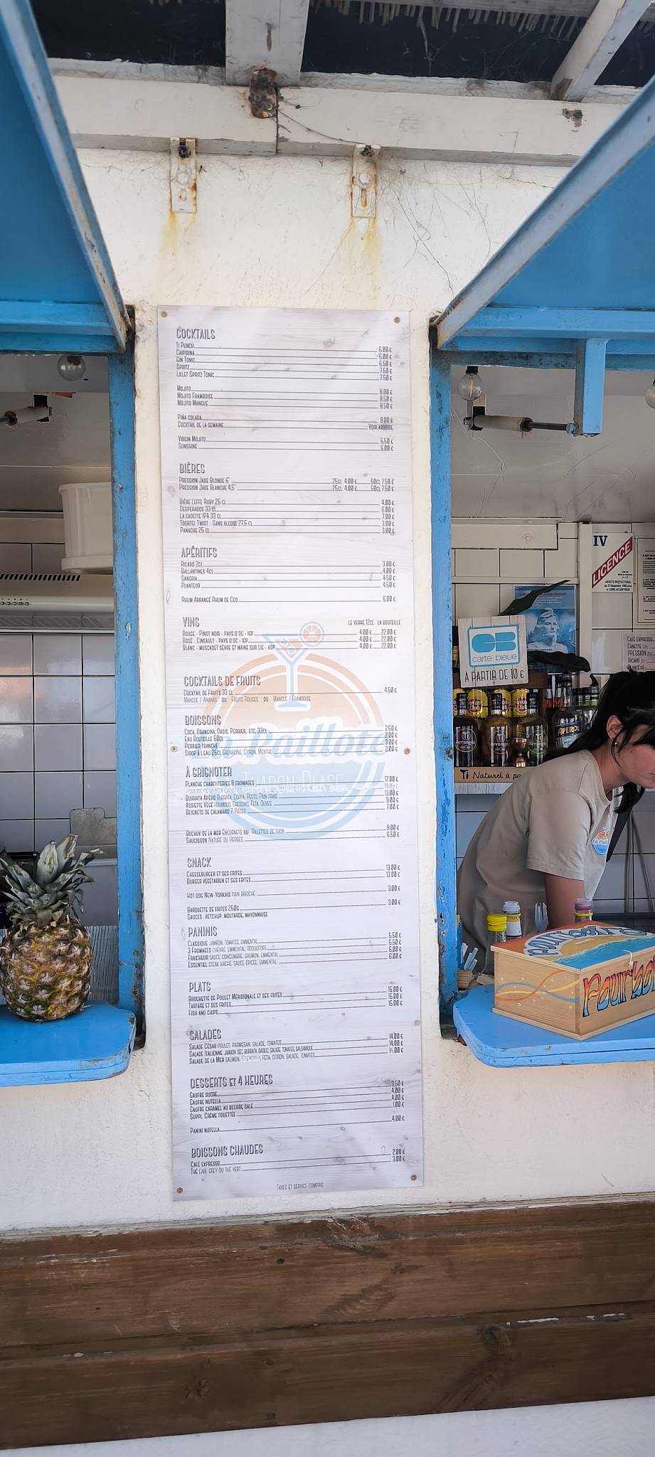 Menu de La Paillote de Tharon