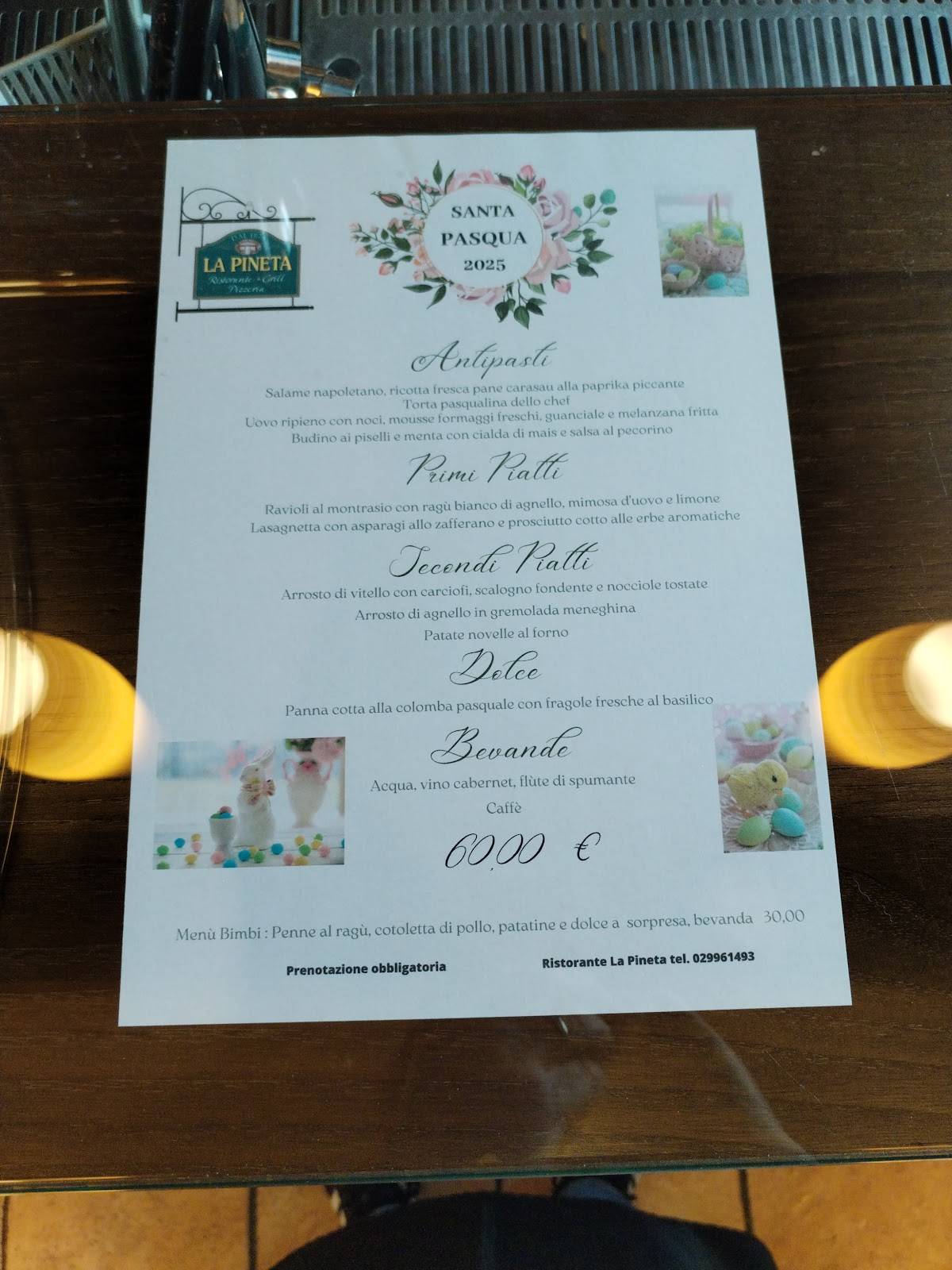 Menu di La Pineta 