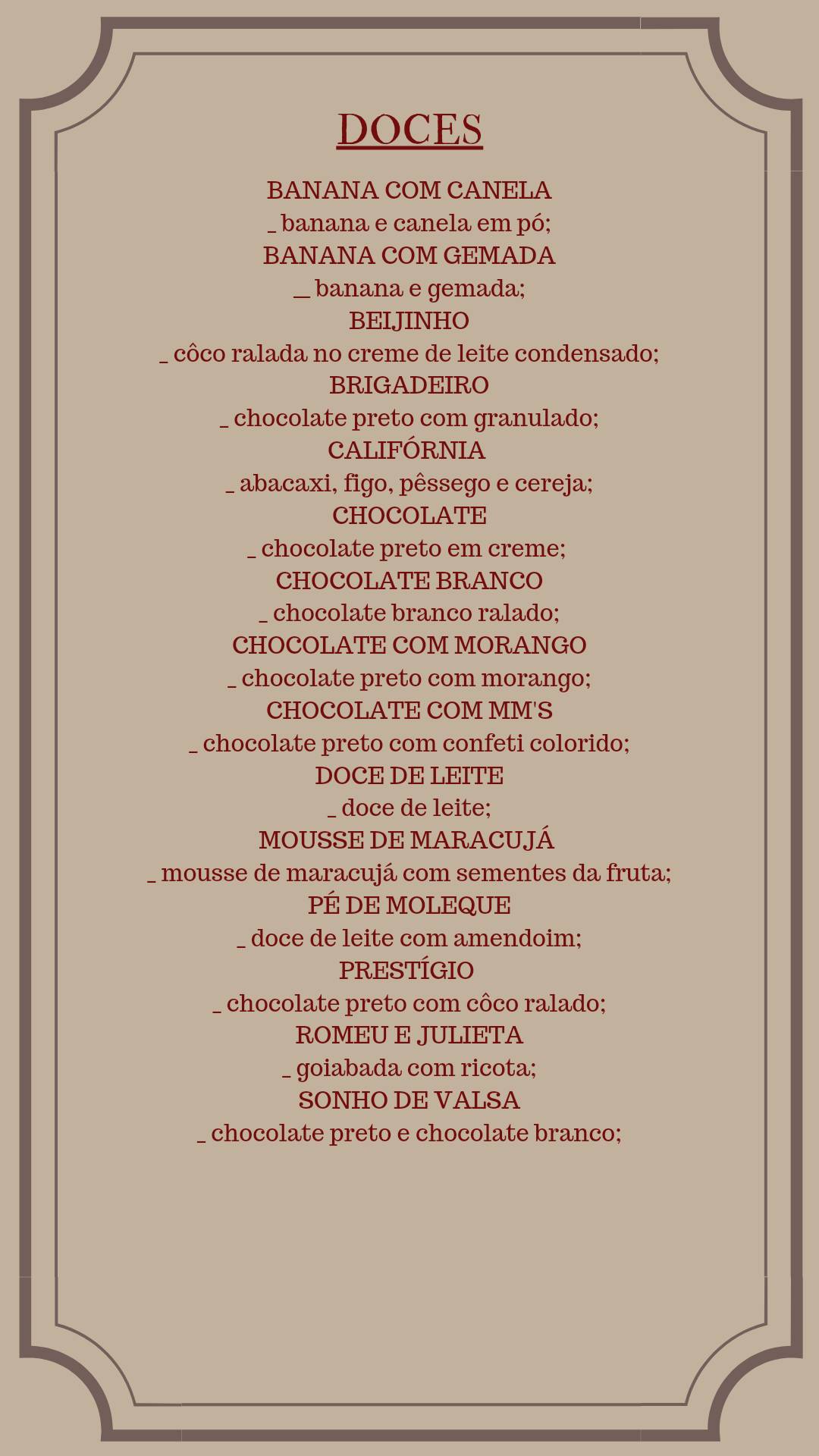 La Piú Buona cardápio