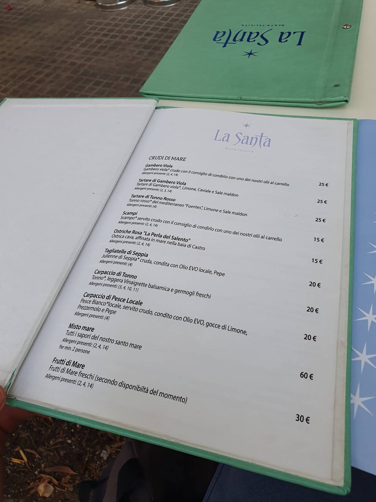 Menu di La Santa 