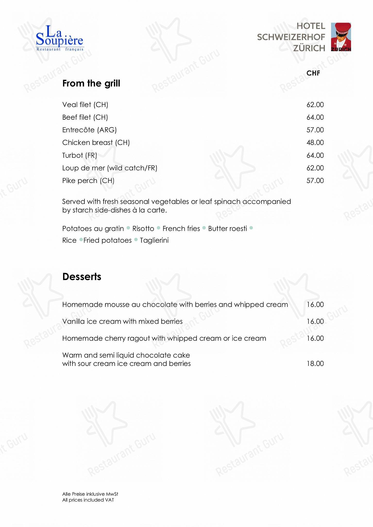 Takeaway Menu per Restaurant La Soupière ristorante