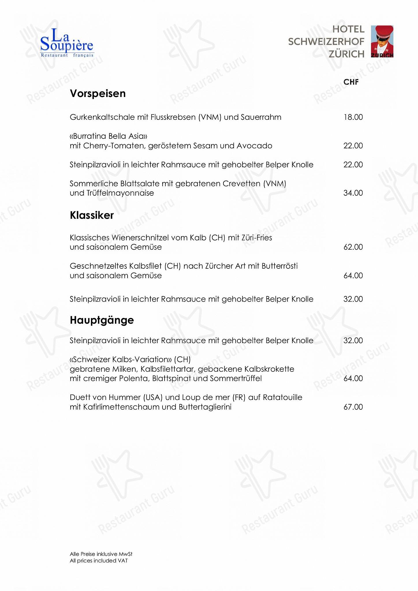 Takeaway Menu per Restaurant La Soupière ristorante