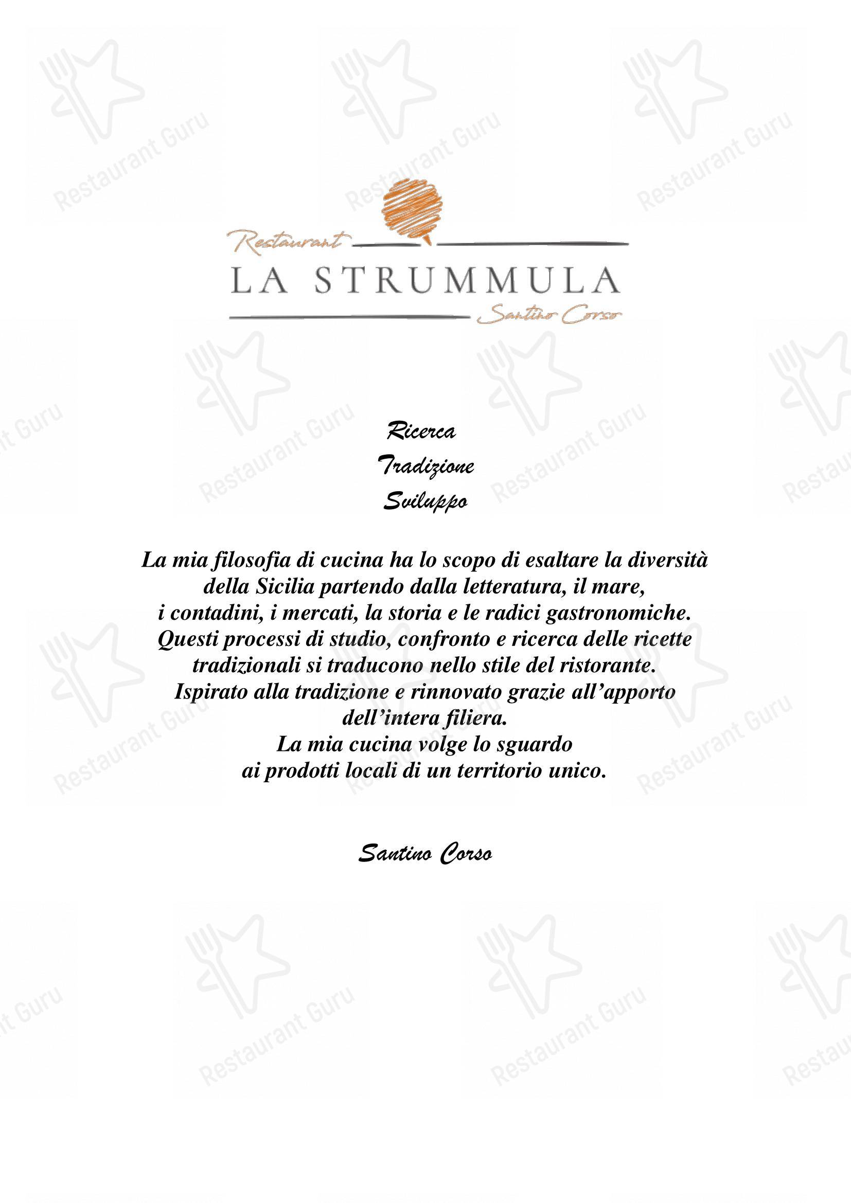 Menu bar per La Strummula Restaurant ristorante