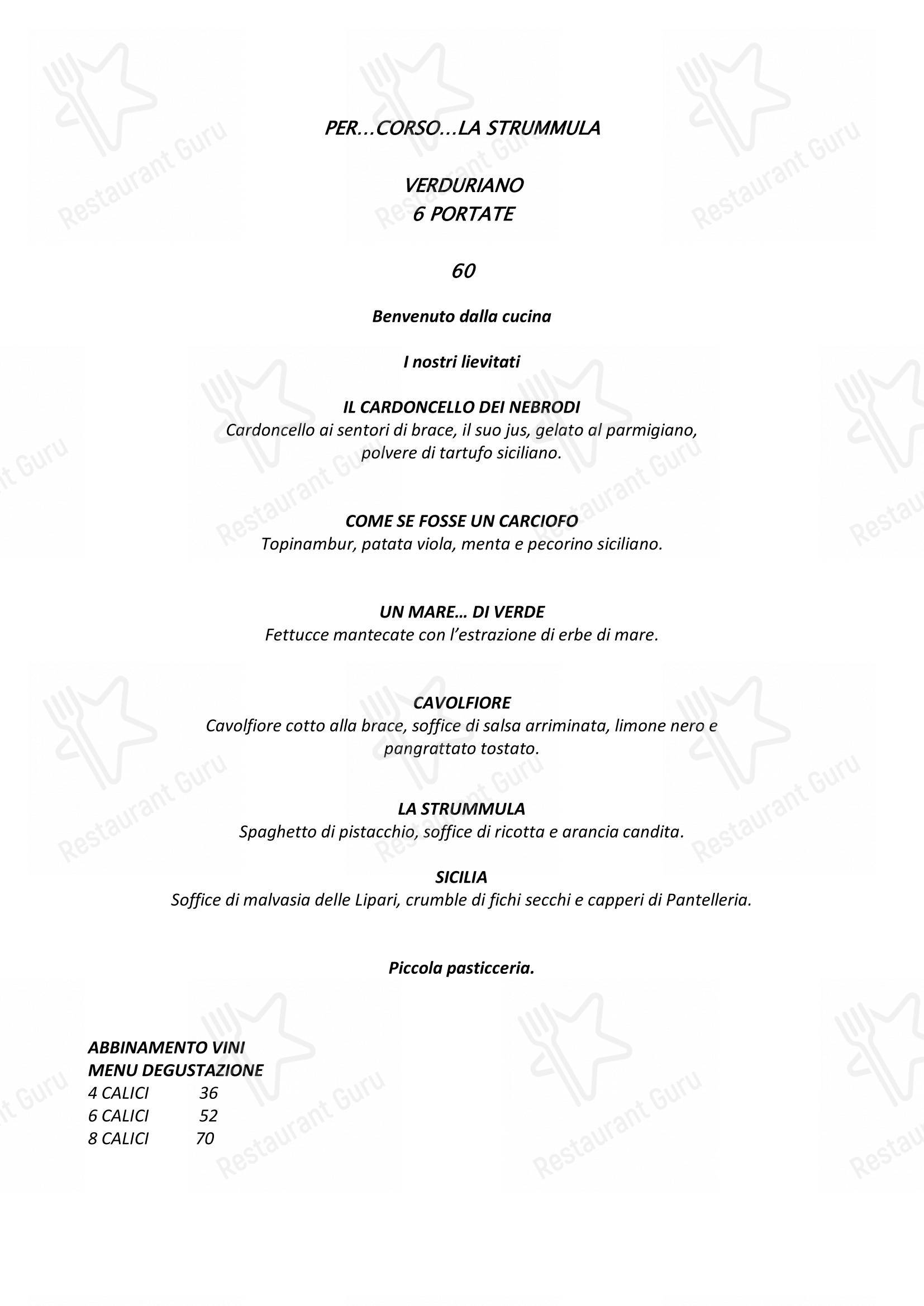 Menu bar per La Strummula Restaurant ristorante