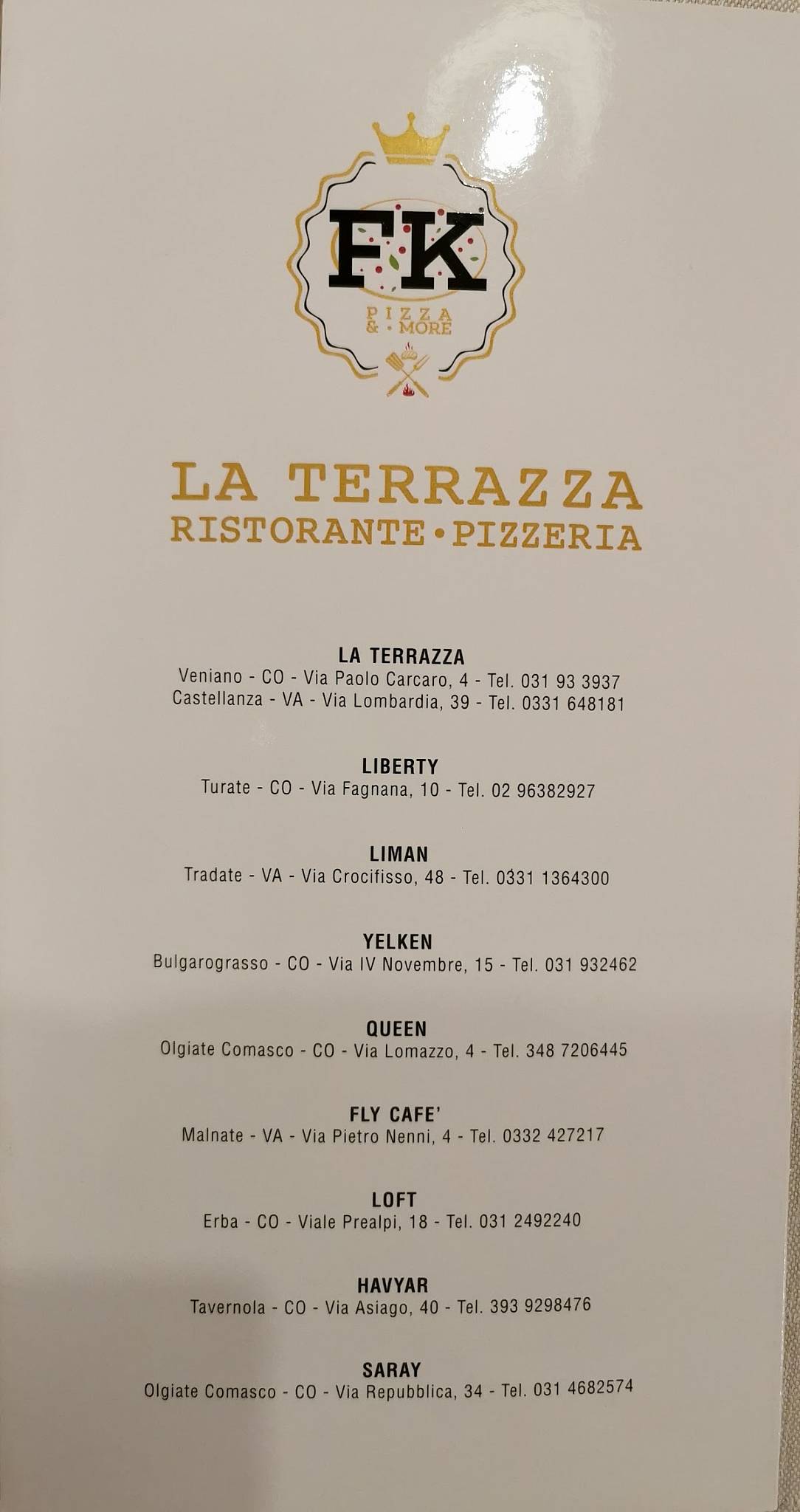 Menu di La Terrazza 