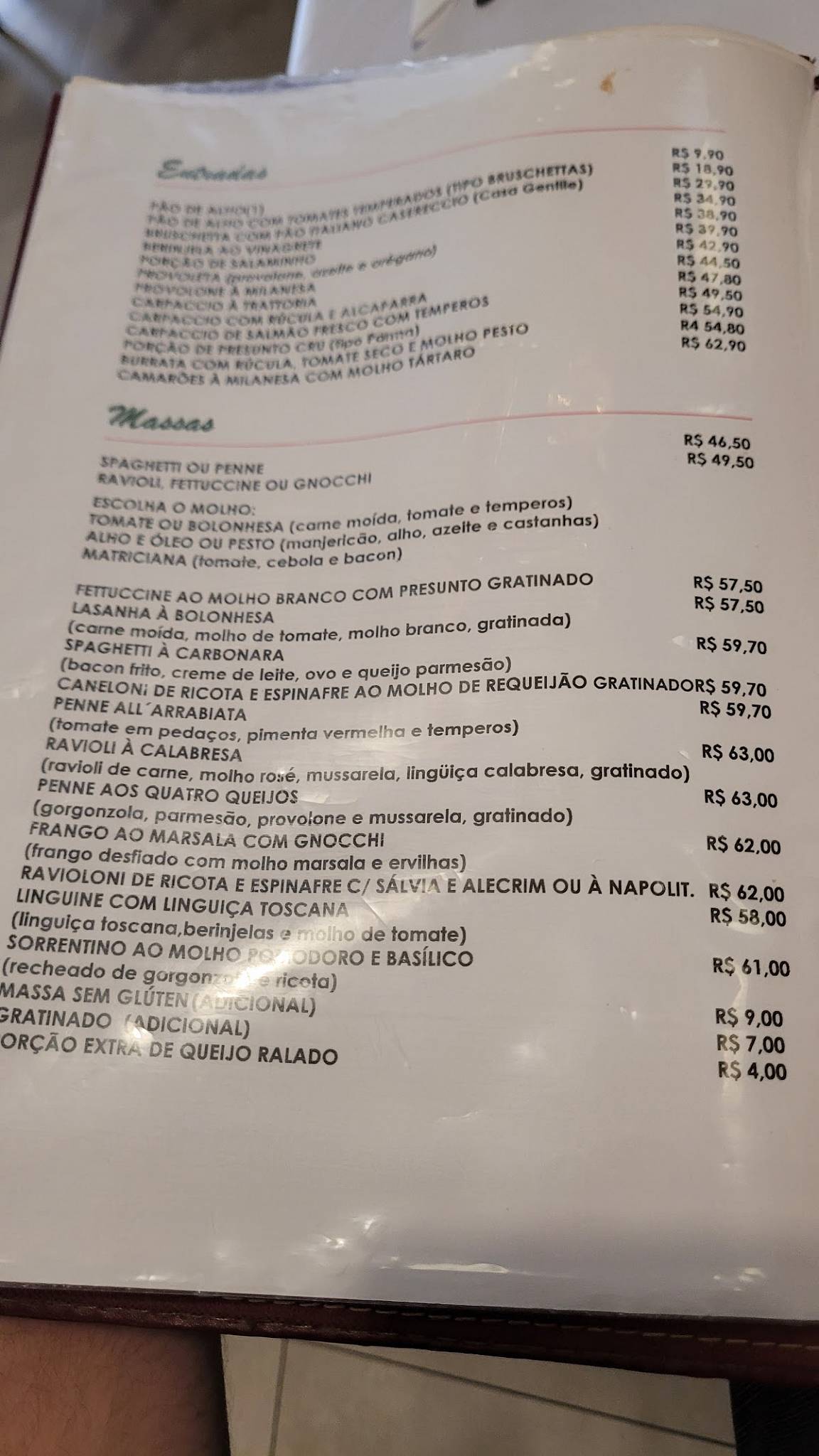 La Trattoria cardápio