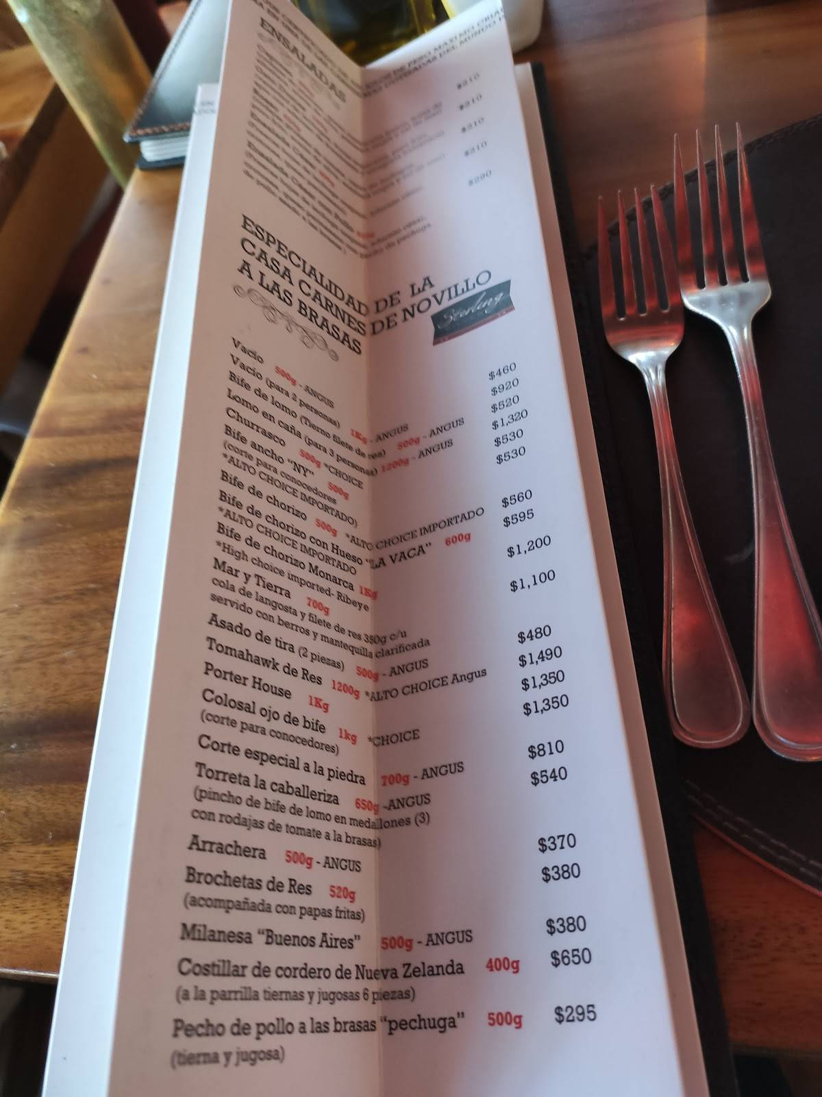 Menu at La Vaca Argentina Steak House steakhouse, Puerto Vallarta, Av