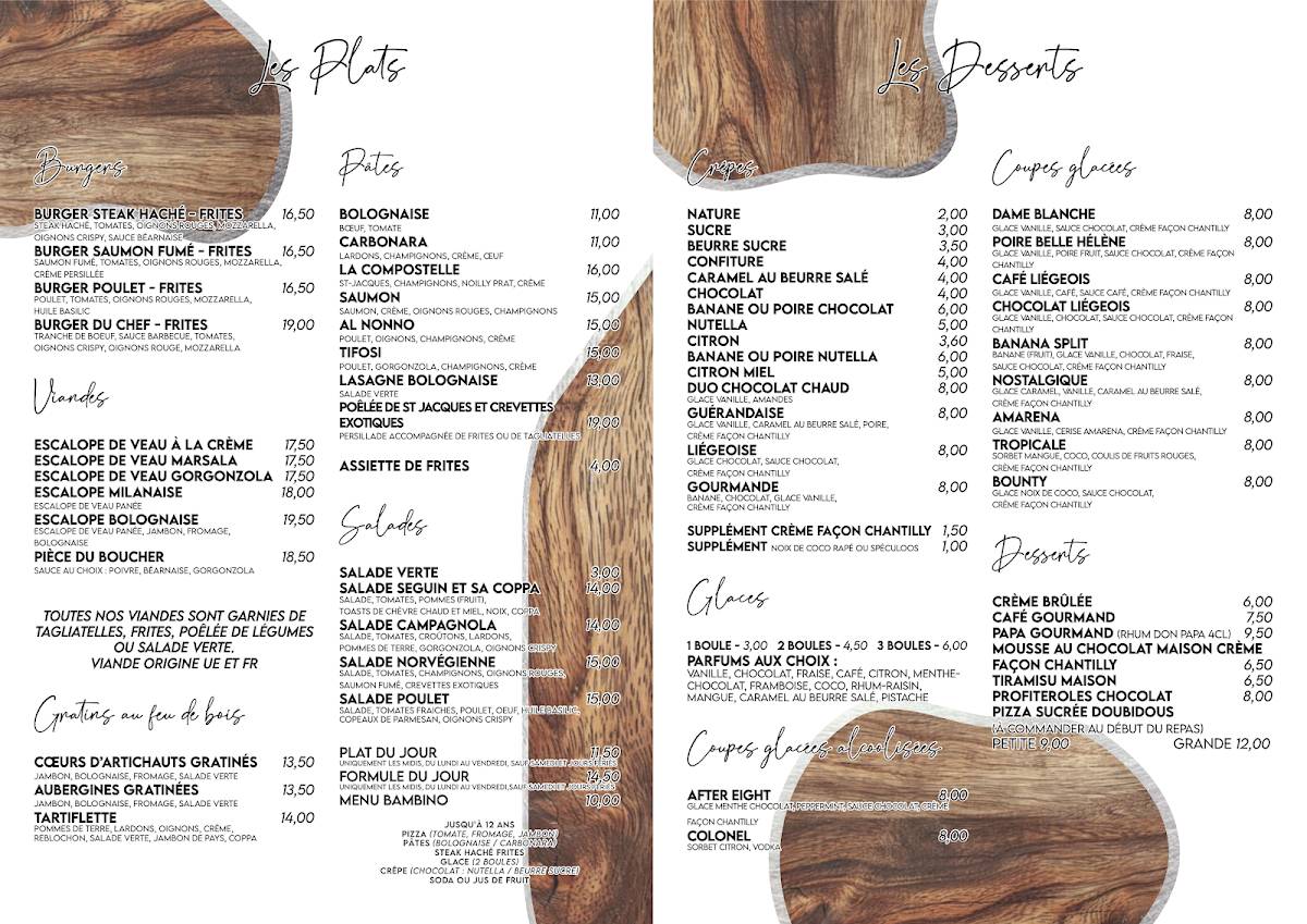 Menu de La Via Roma