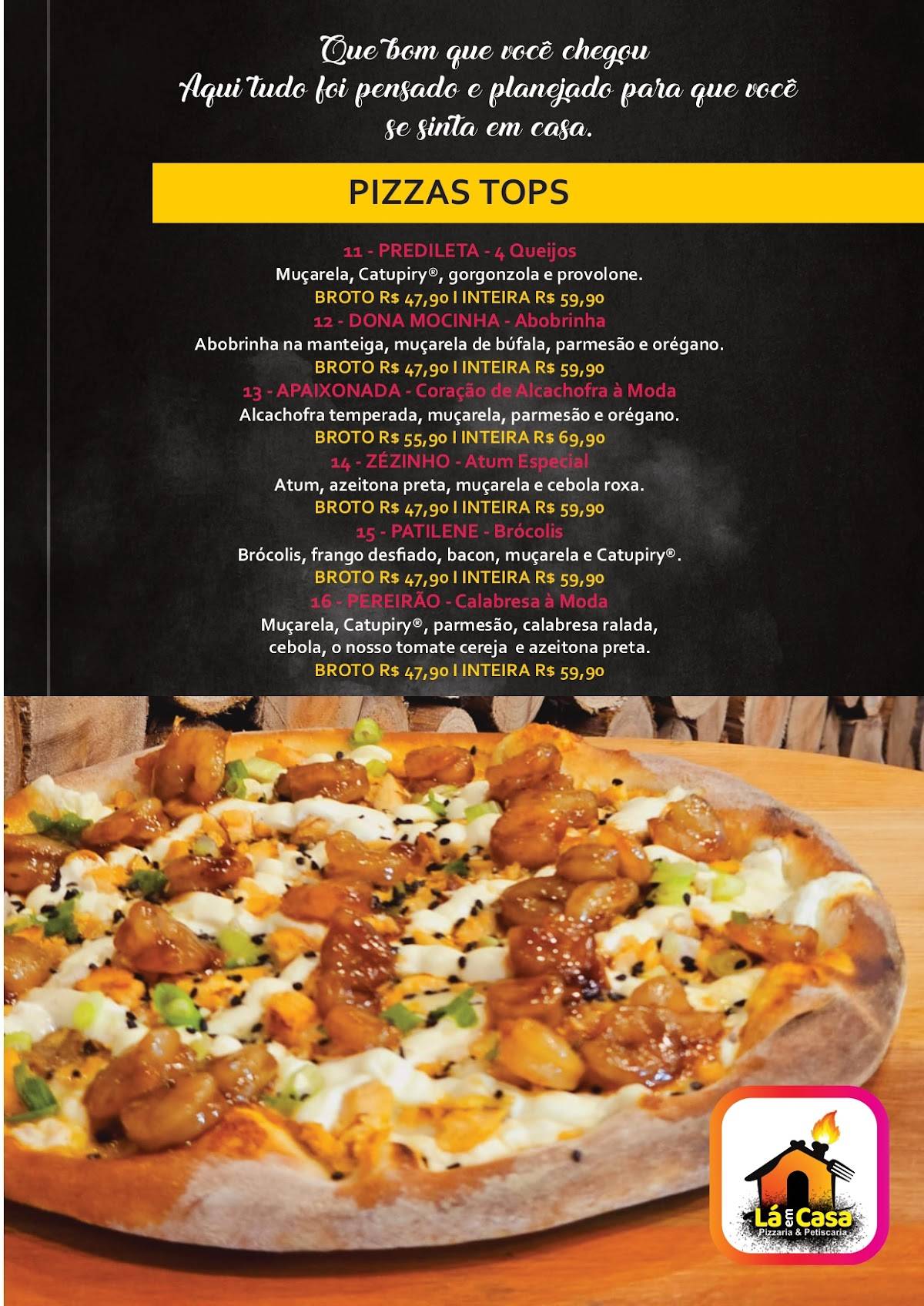 Lá em Casa Pizzaria cardápio