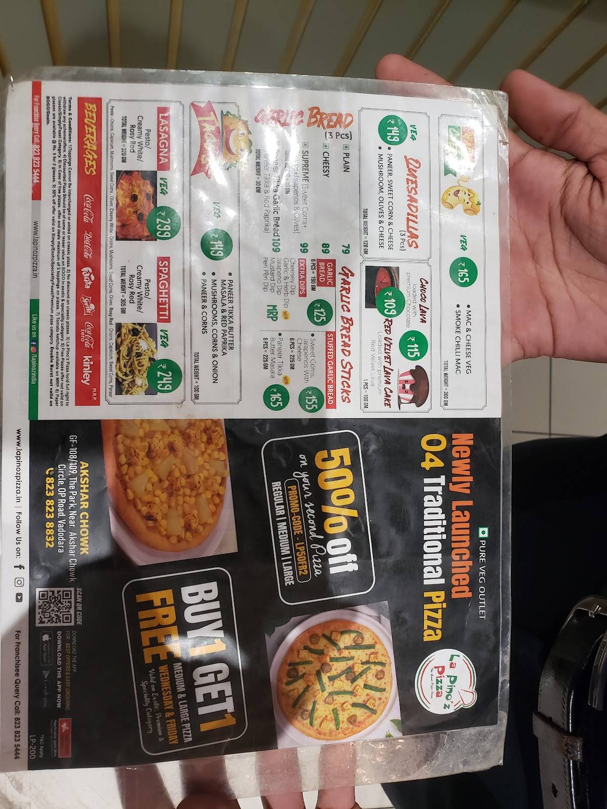 Menu at La pino’z pizza Akshar chowk, Vadodara