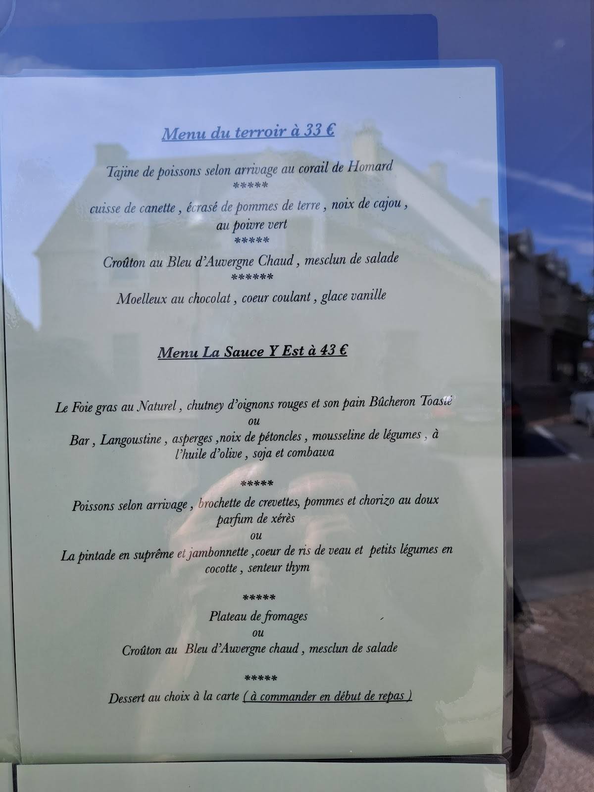 Menu de La sauce y est...