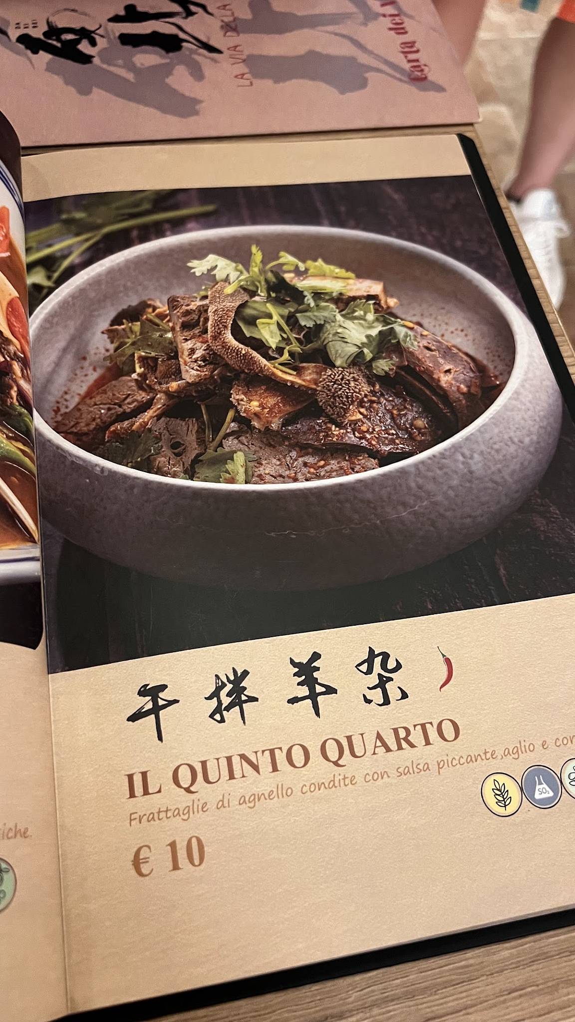 Menu di La via della seta 