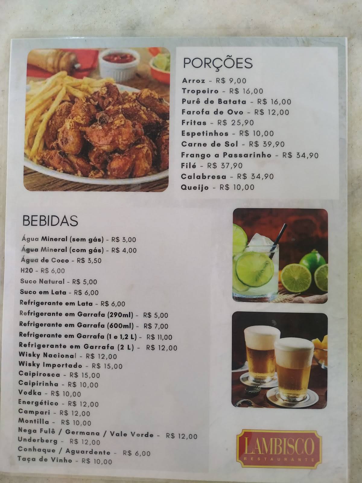Lambisco cardápio