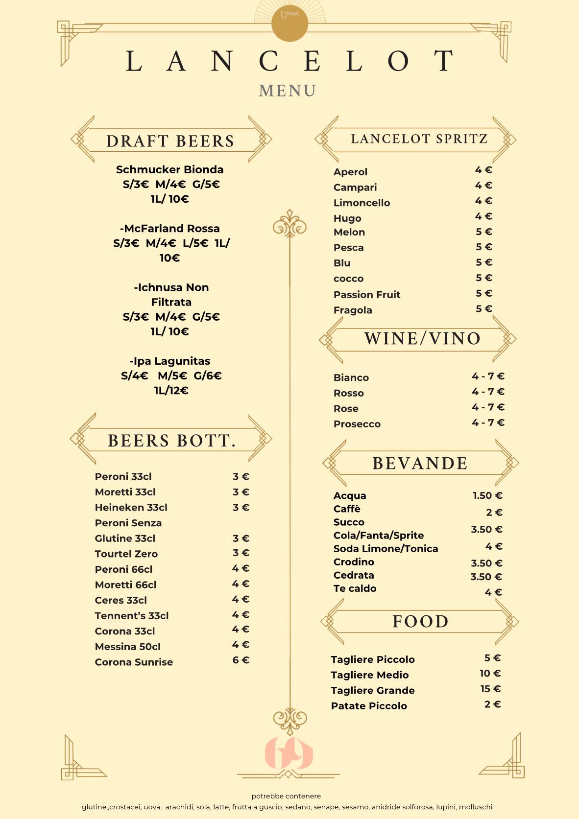 Menu di Lancelot 
