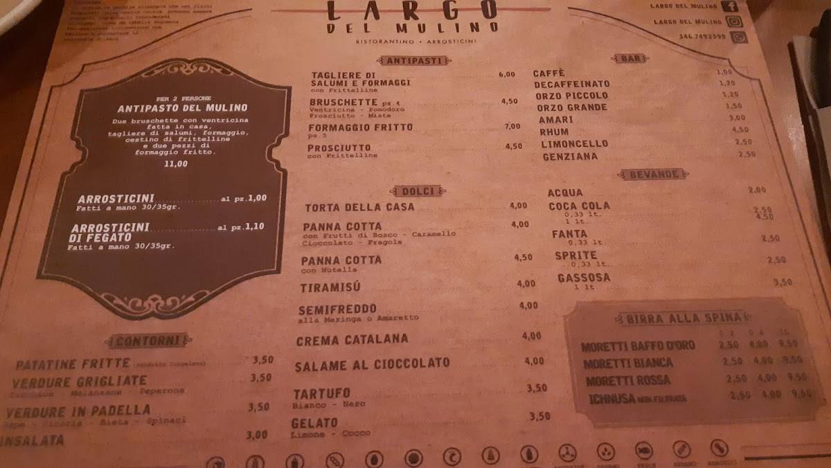 Menu di Largo del Mulino 