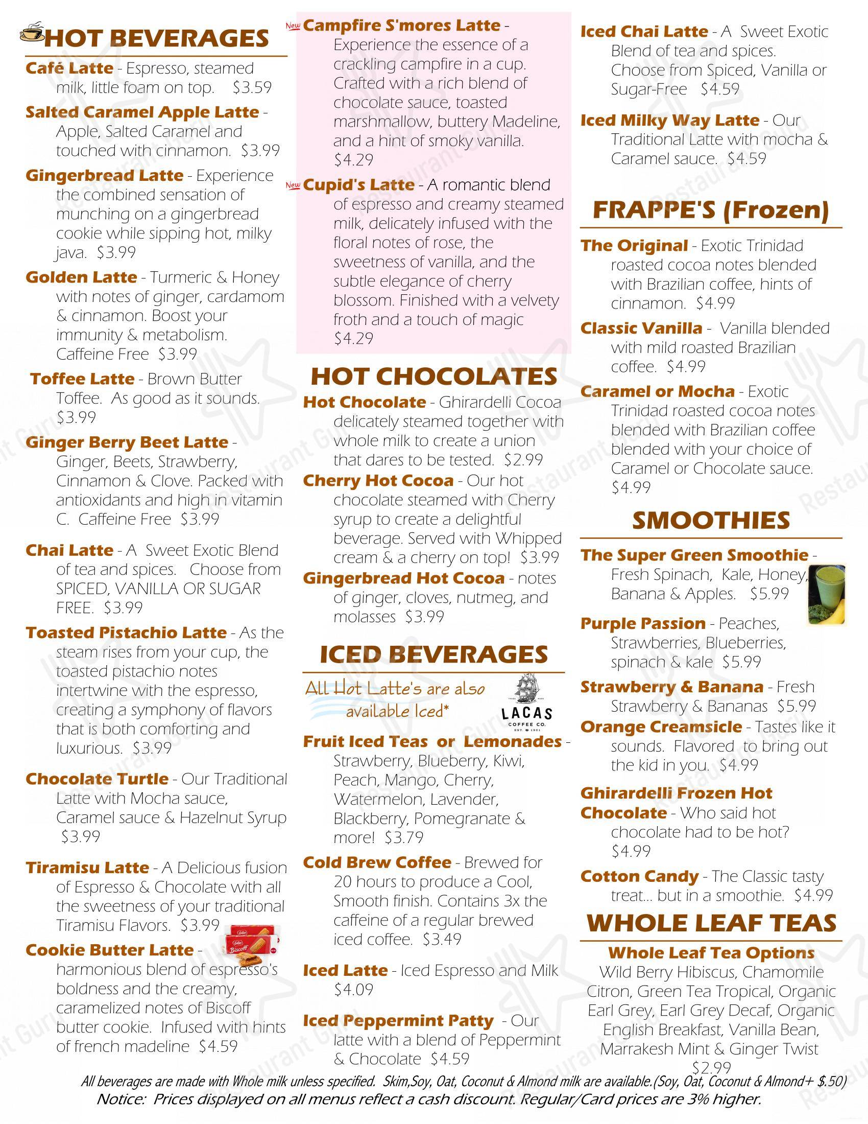Menu at Larry's Restaurant, Springfield