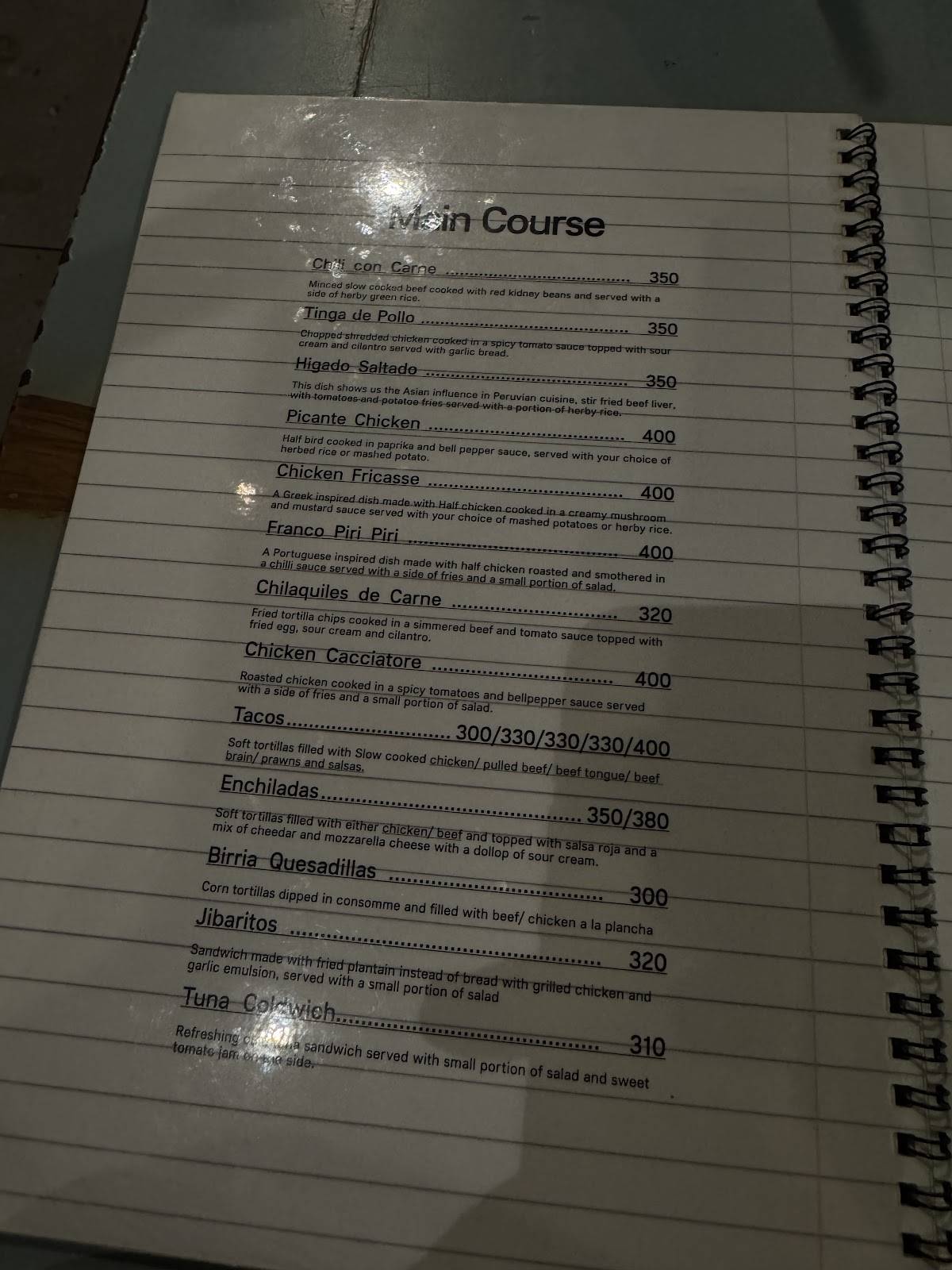 Latin Street menu
