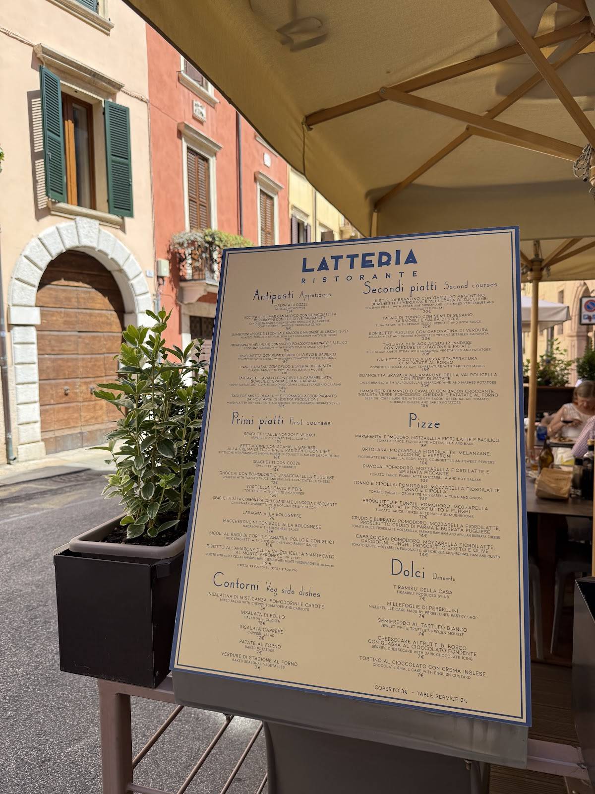 Menu di Latteria Verona ristorante 