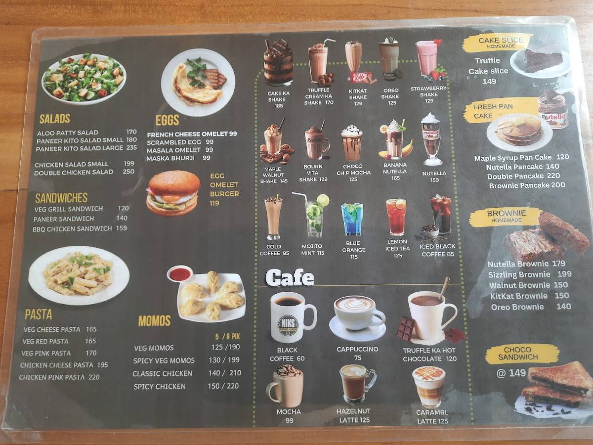 Niks Brownies & Burger menu