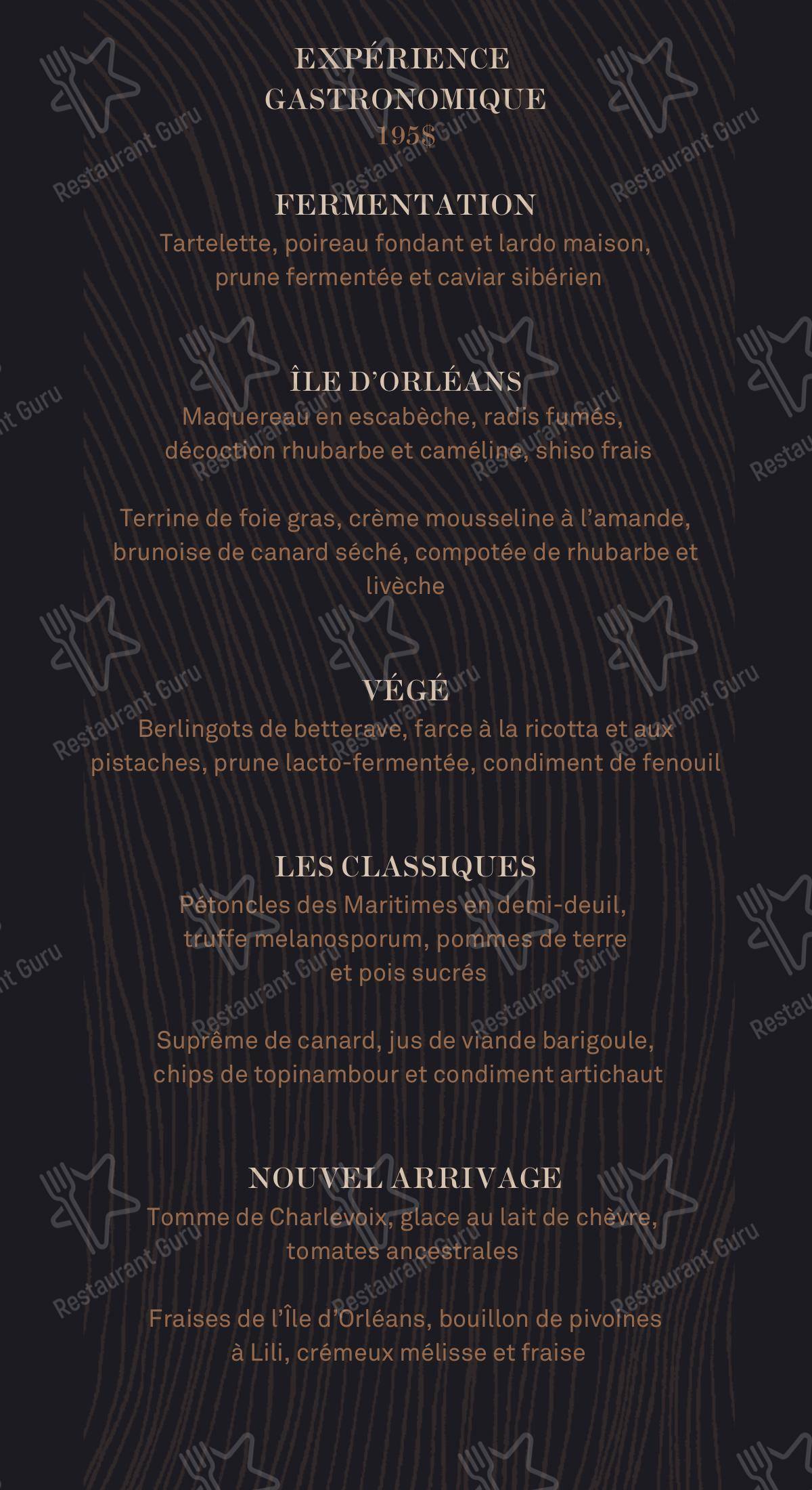菜单 pour Laurie Raphaël restaurant