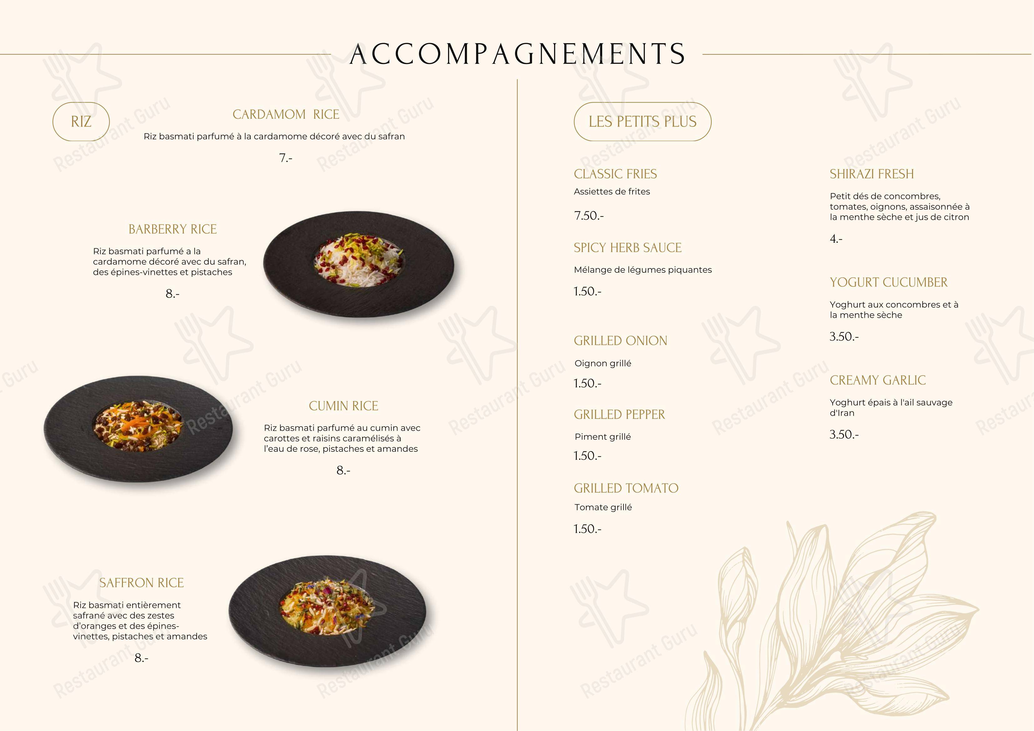 Menu per Lausangeles - Spécialité afghane & Iranienne in Losanna