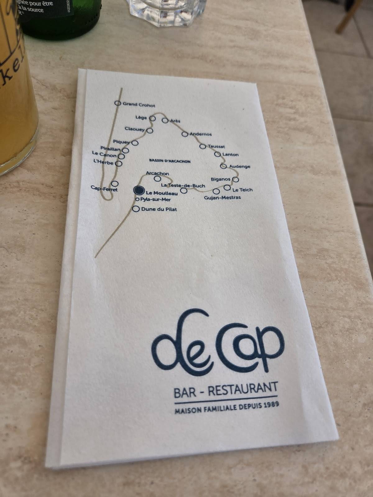 Menu de Café des Baigneuses (anciennement Le Cap) - Moulleau