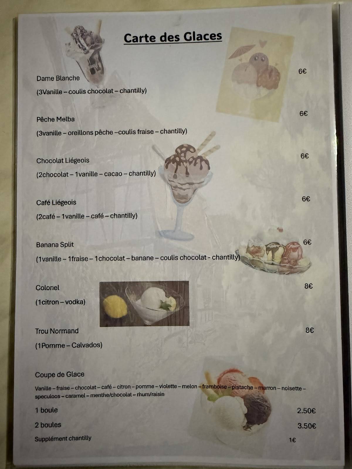 Menu de Bar Restaurant Le Chêne Vert