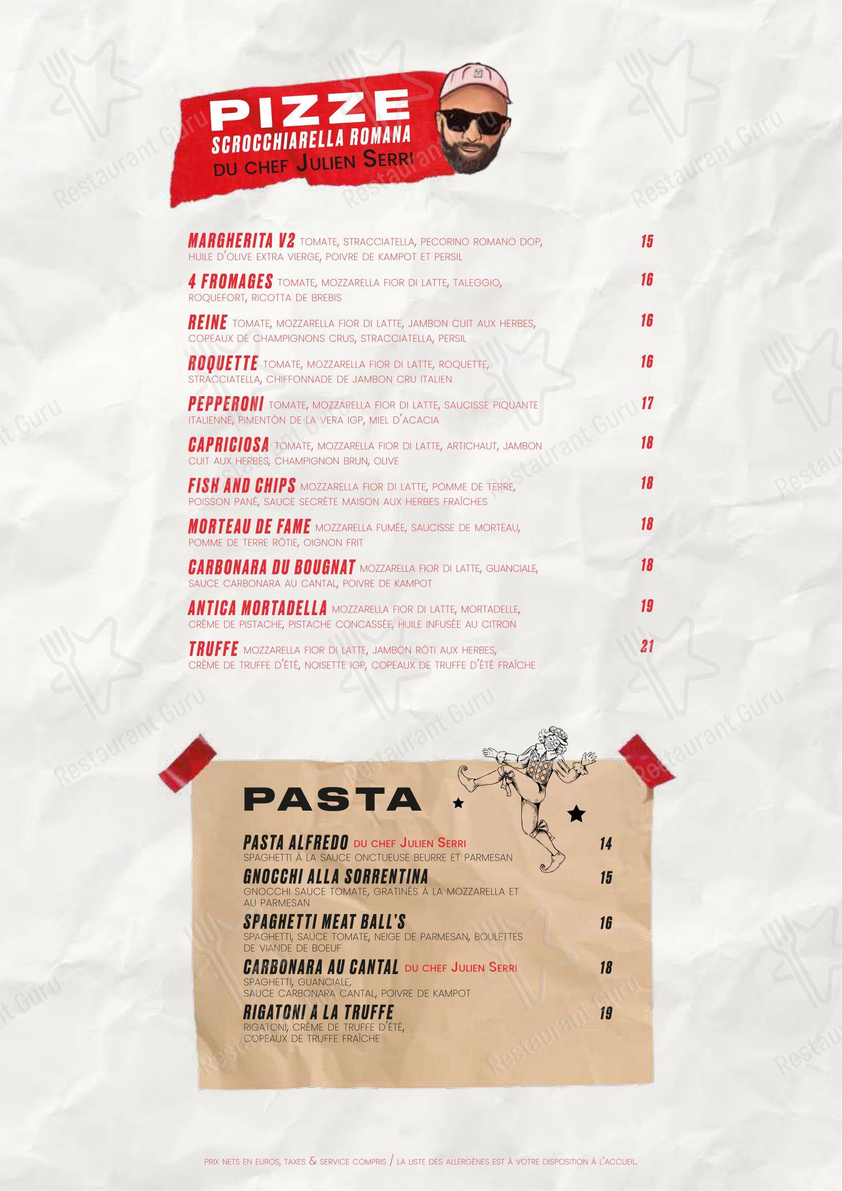 Menu pour Le Cirque - Beaubourg dans Paris