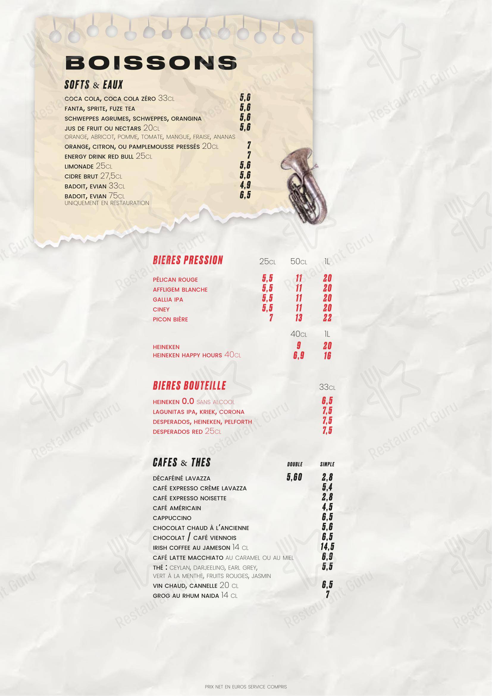 Menu pour Le Cirque - Beaubourg - Menu
