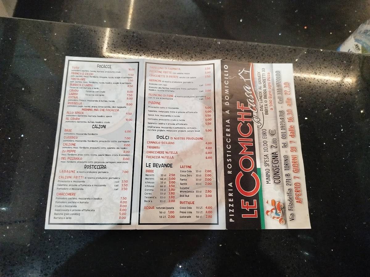 Menu di Le Comiche a casa 