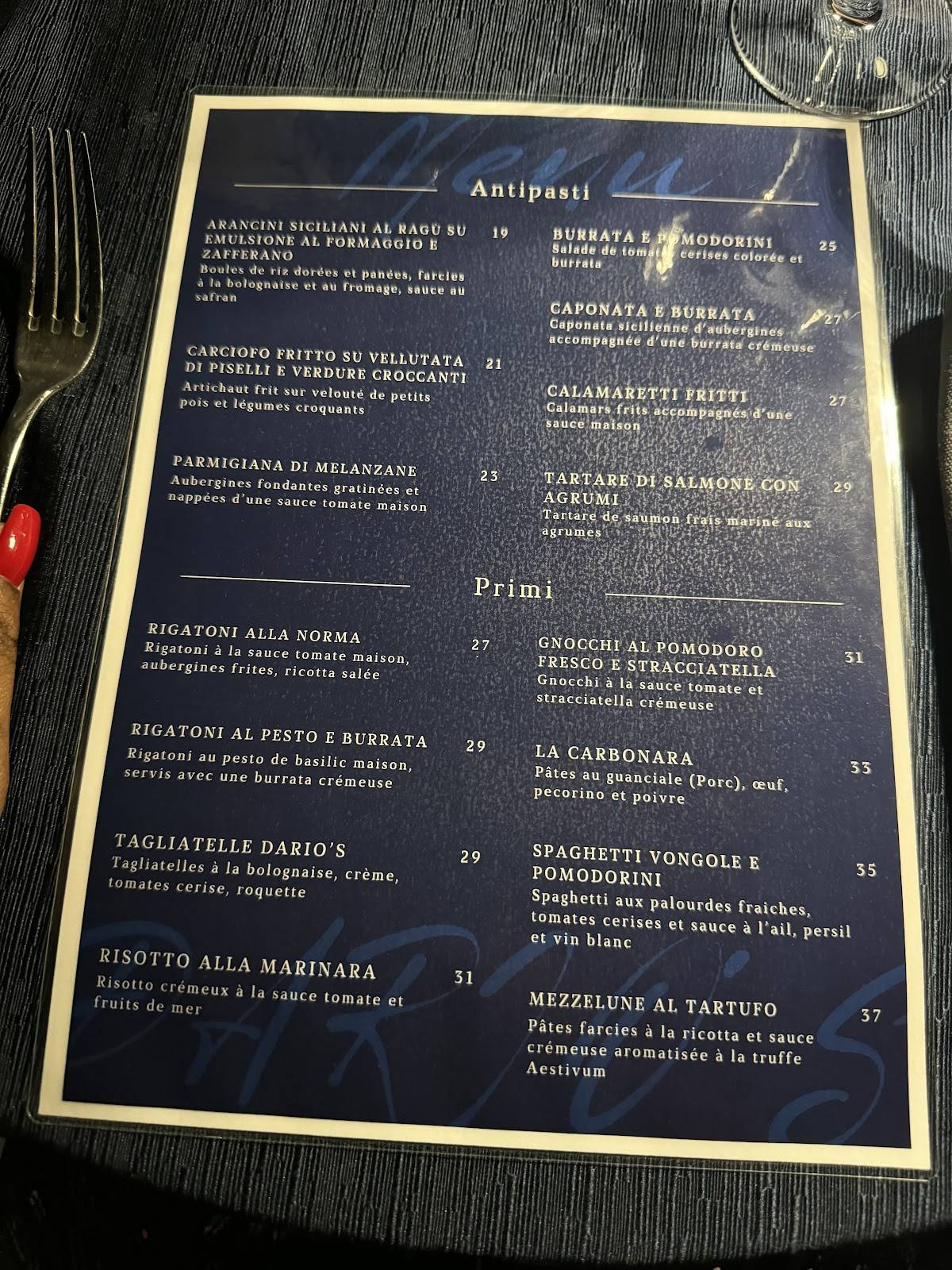 Menu di Le Dario's 