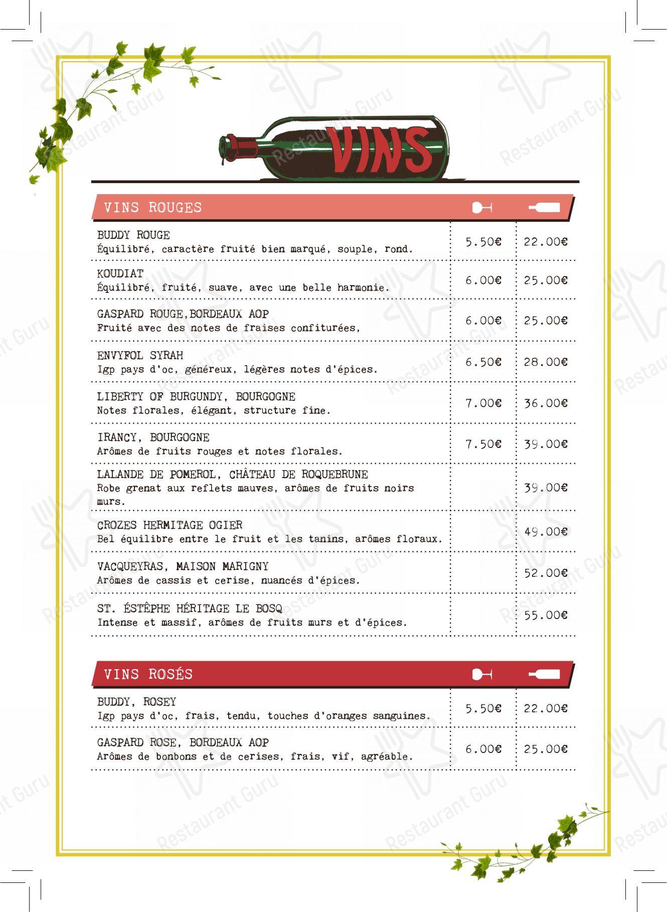 Le Flech dans Reims - Menu