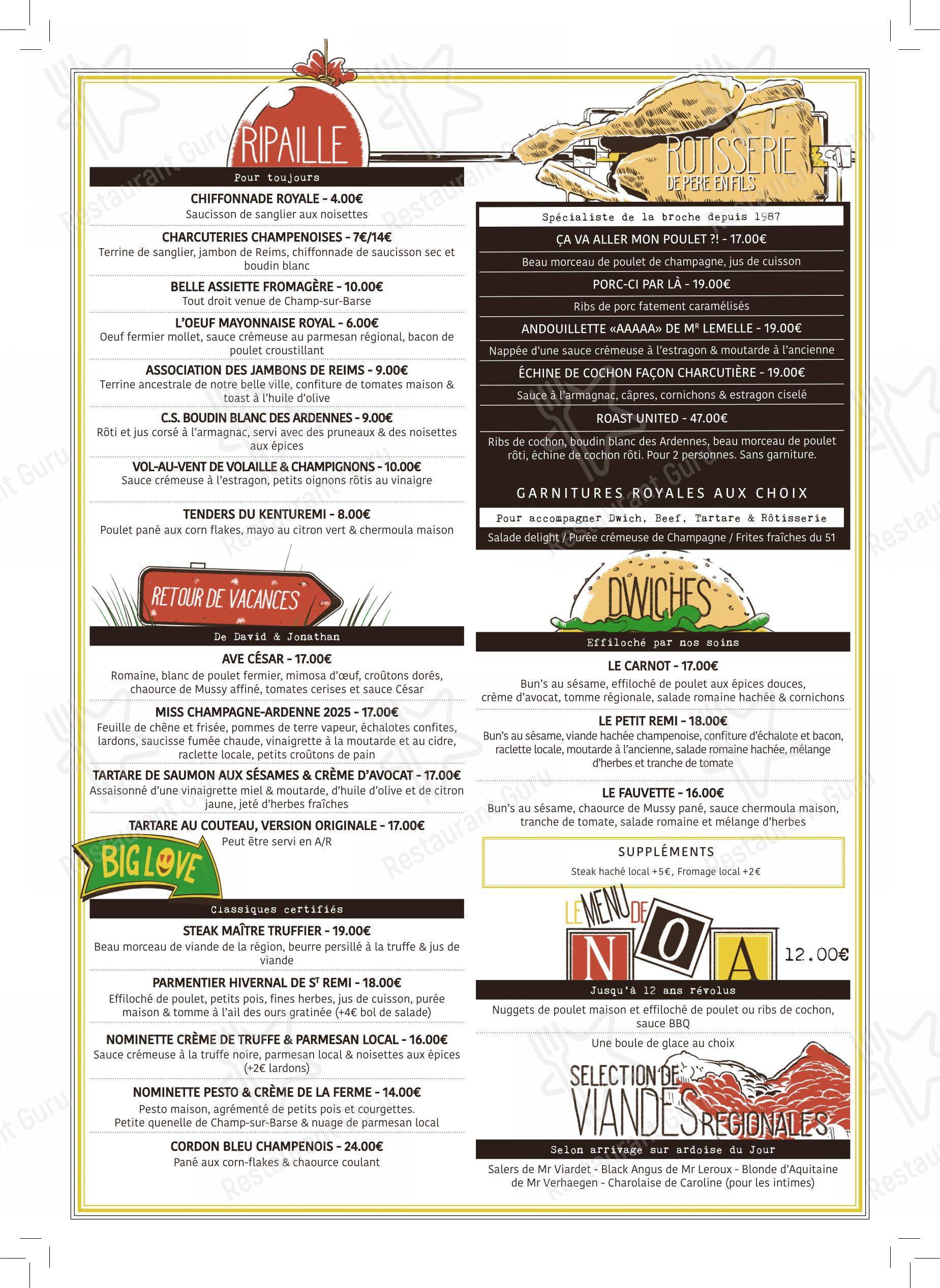 Menu pour Le Flech dans Reims