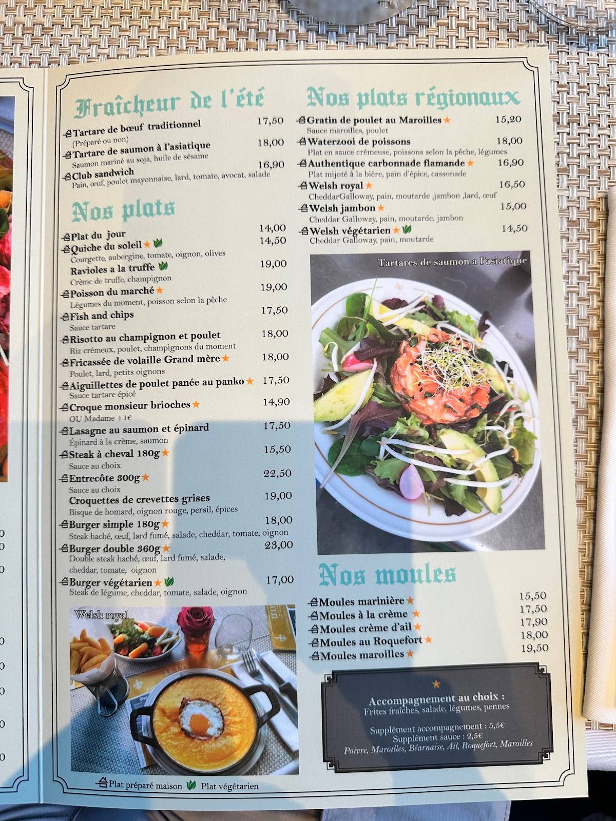 Menu de Le Lys