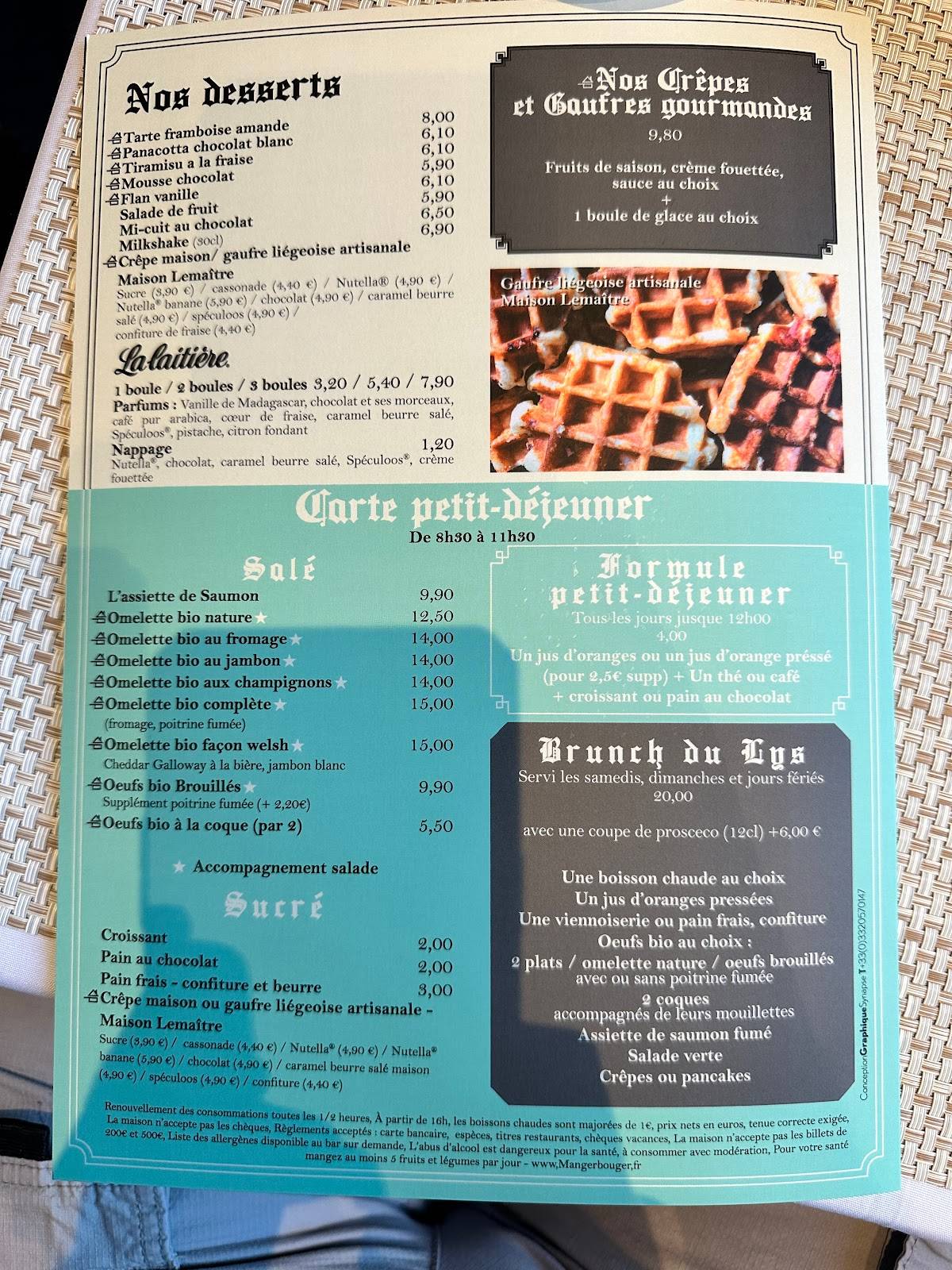 Menu de Le Lys