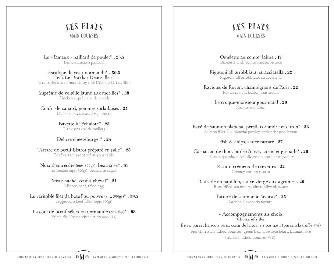 Menu de Le Mabillon - Paris